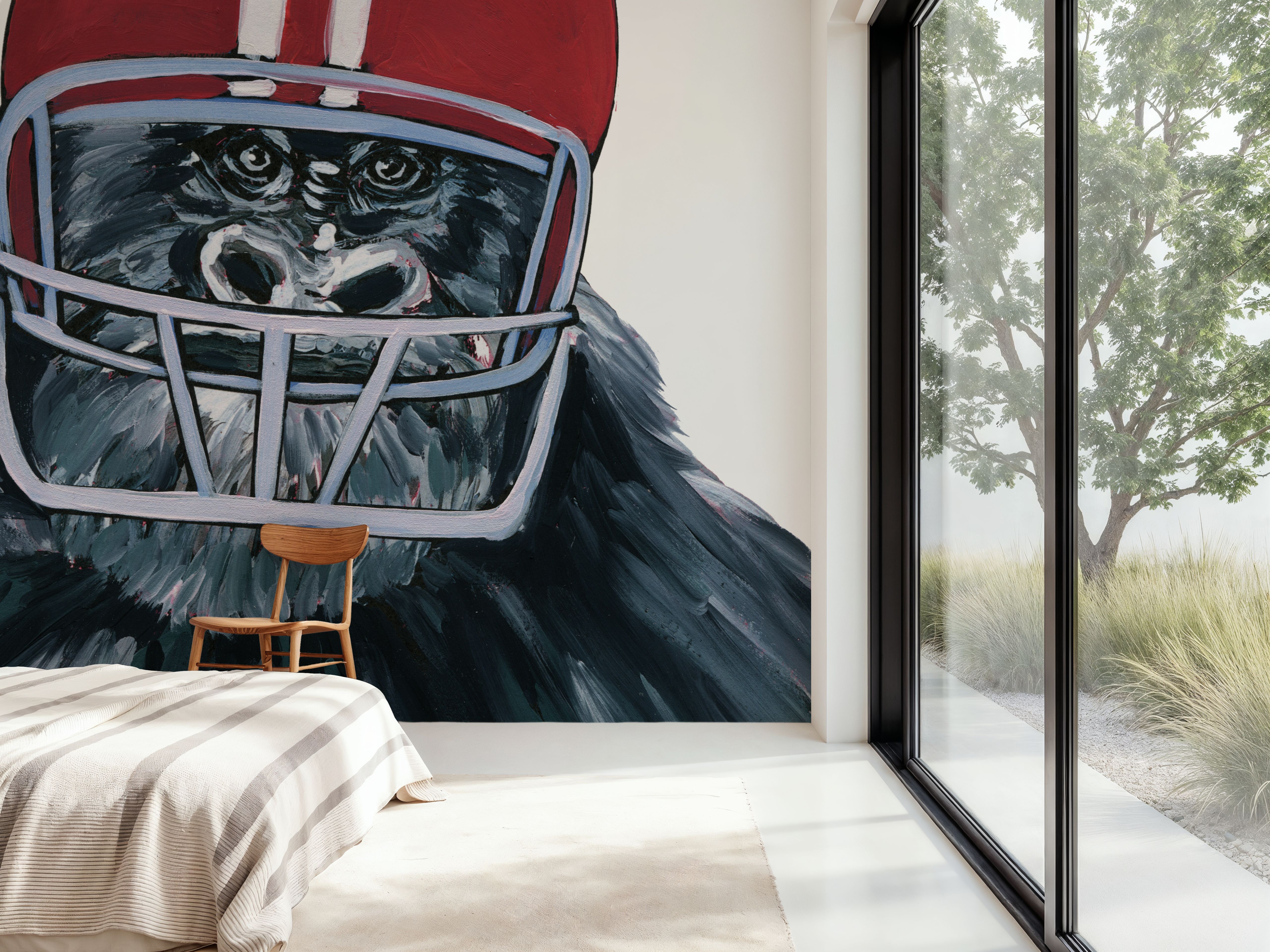 Fotomurale - Football Gorilla - Selvaggio Animali - Sala da pranzo - Wallism Italia - Incollare al muro o Autoadesivo