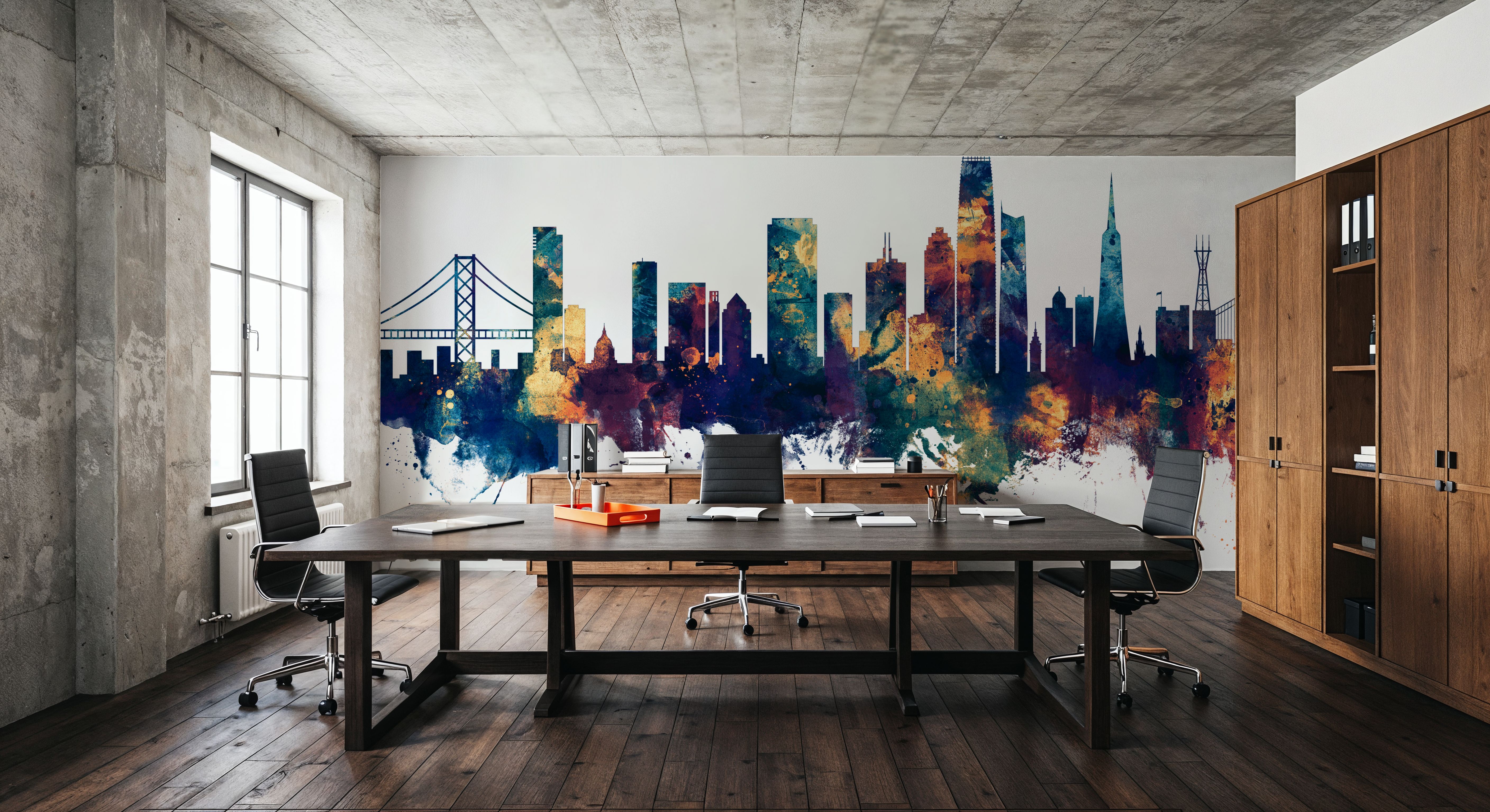 San Francisco Skyline Blue & Bronze, Wallpaper