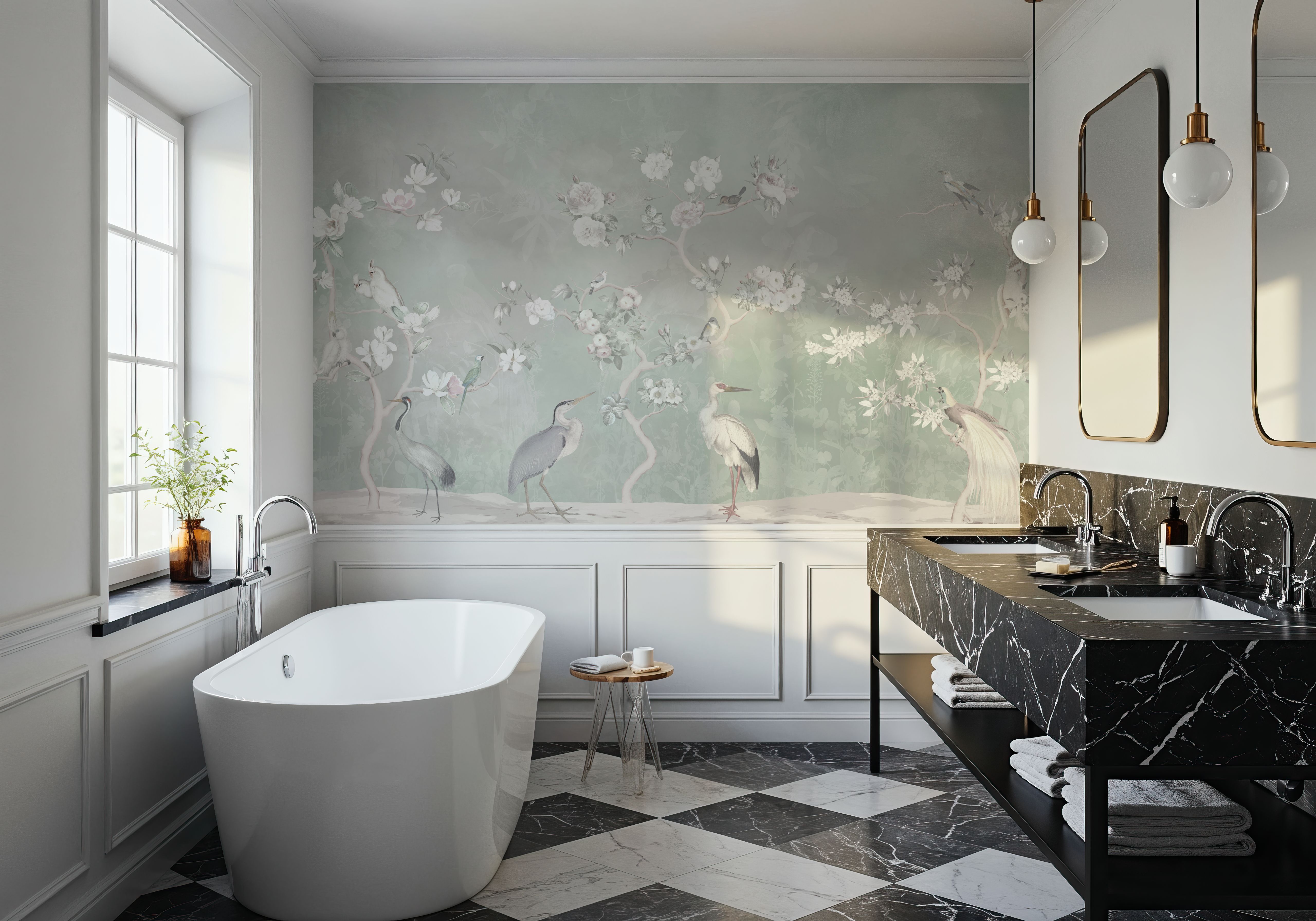 White Garden Green, Wallpaper