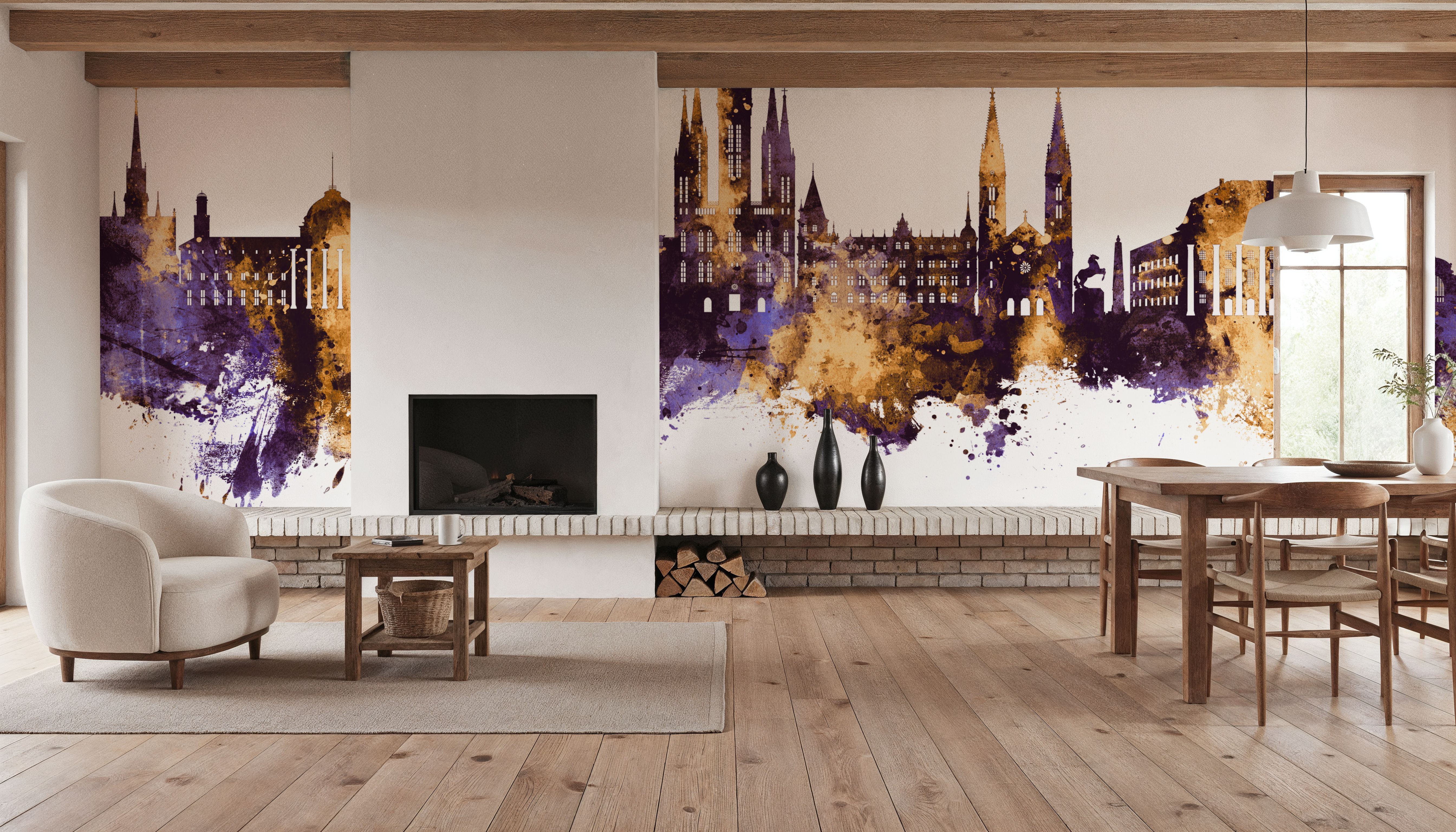 Weisbaden Germany Skyline Purple & Gold