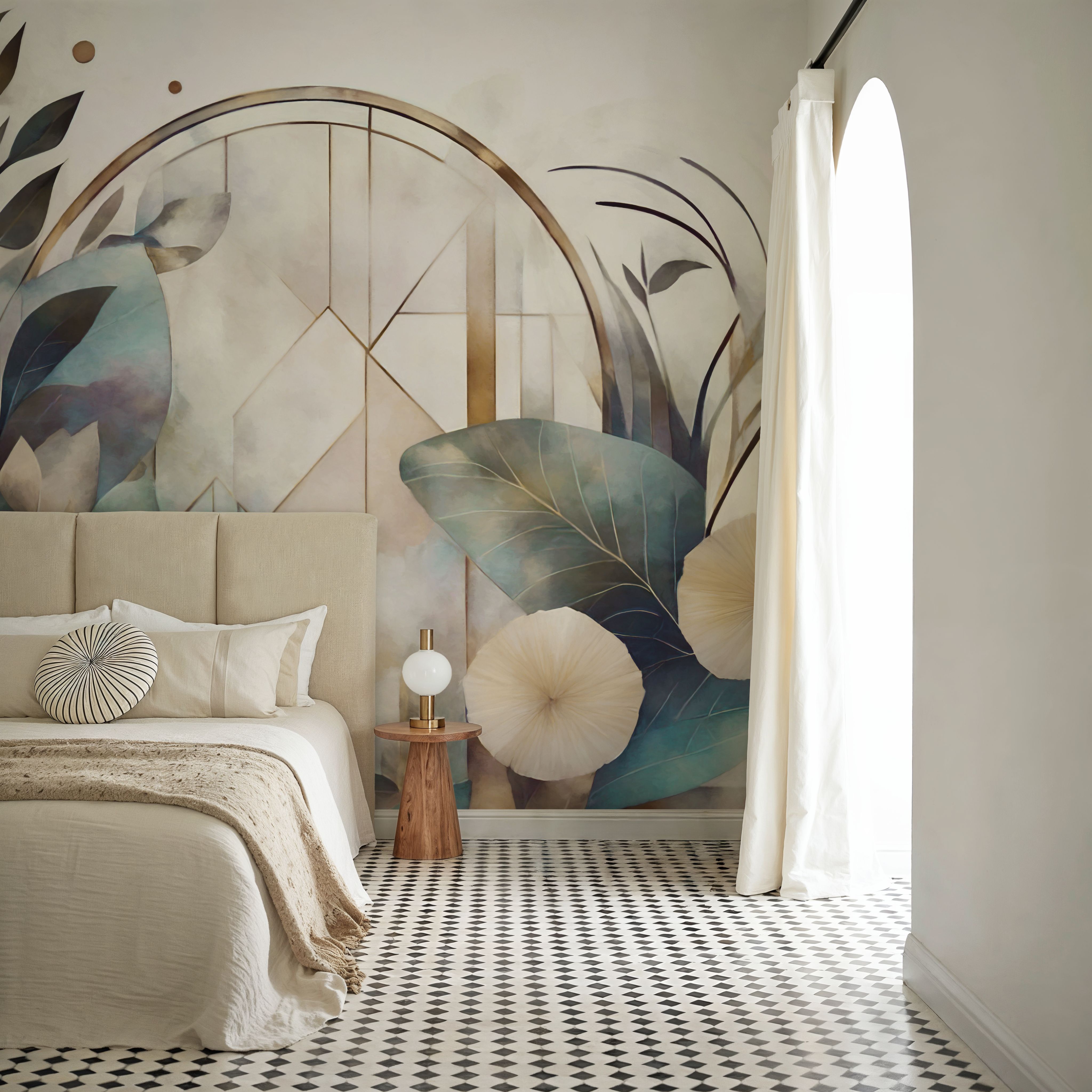 Art Deco Floral Geometry Yellow