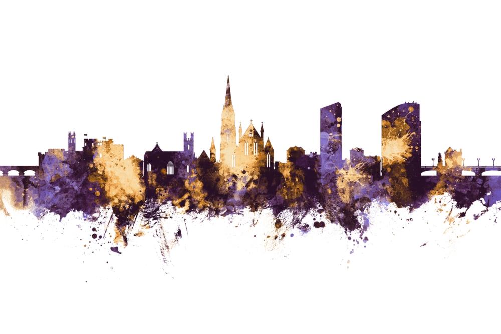 Limerick Ireland Skyline Purple & Gold
