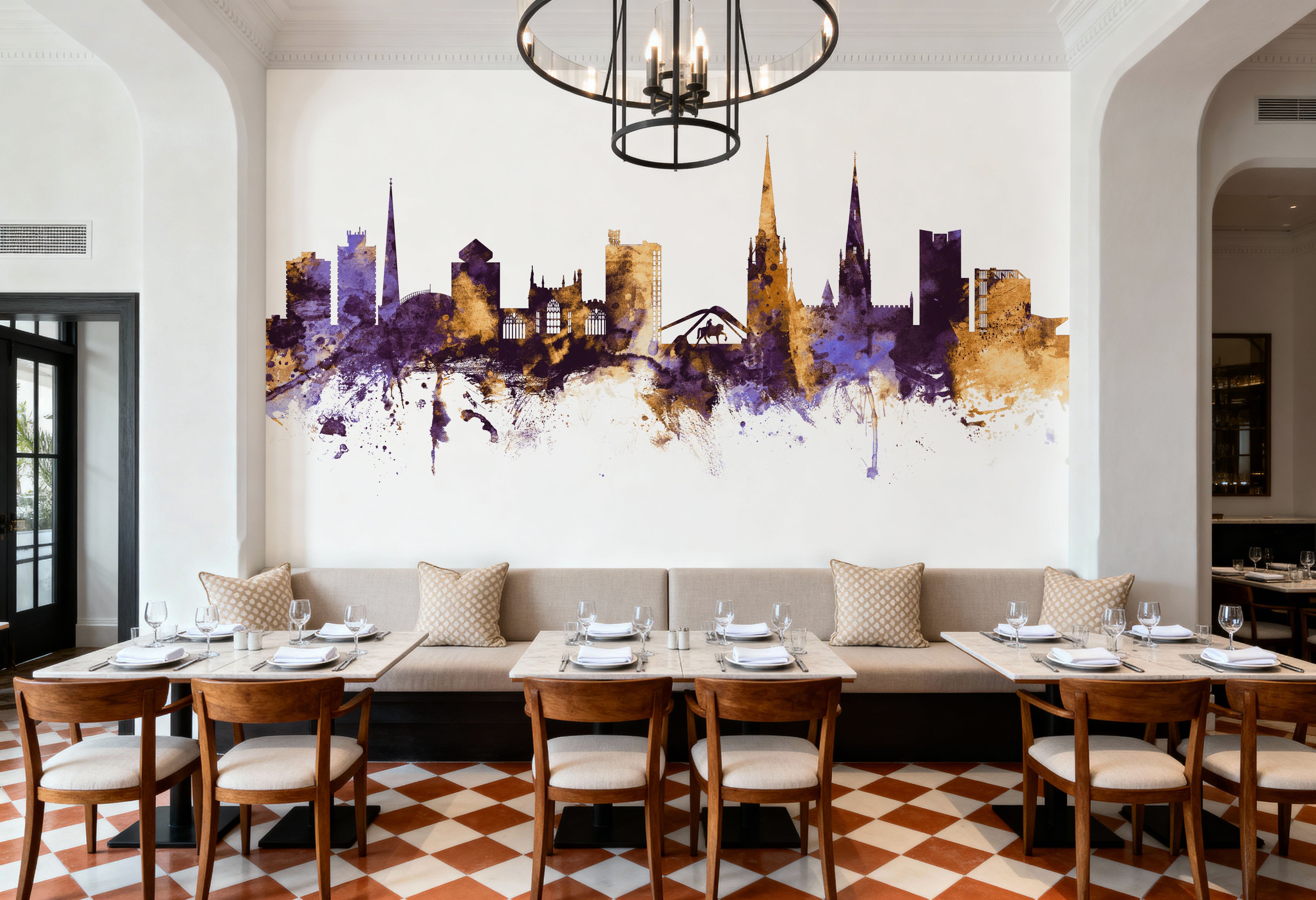 Coventry England Skyline Purple & Gold