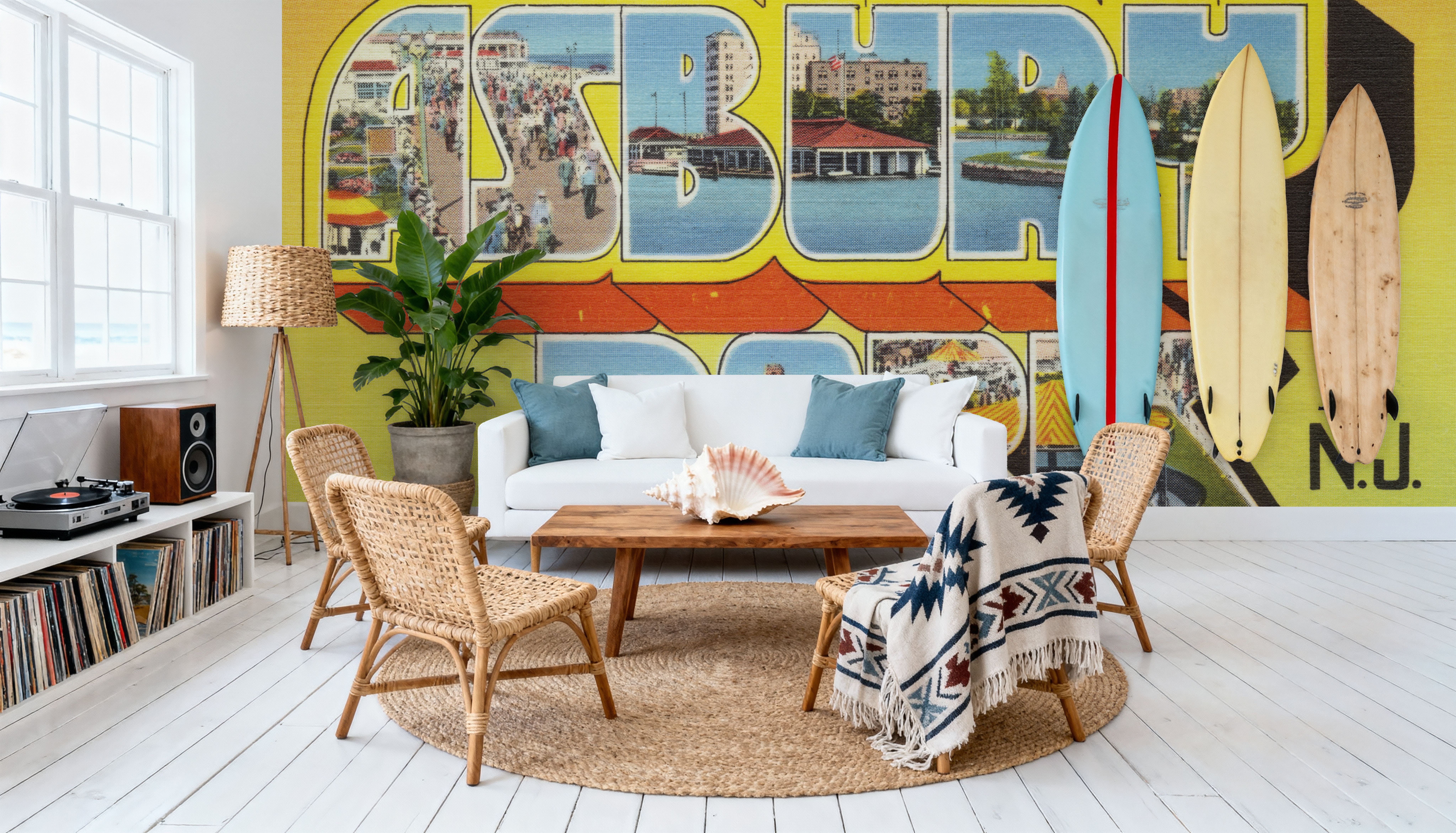 Greetings from Asbury Park NJ. - Screenprint Postcard