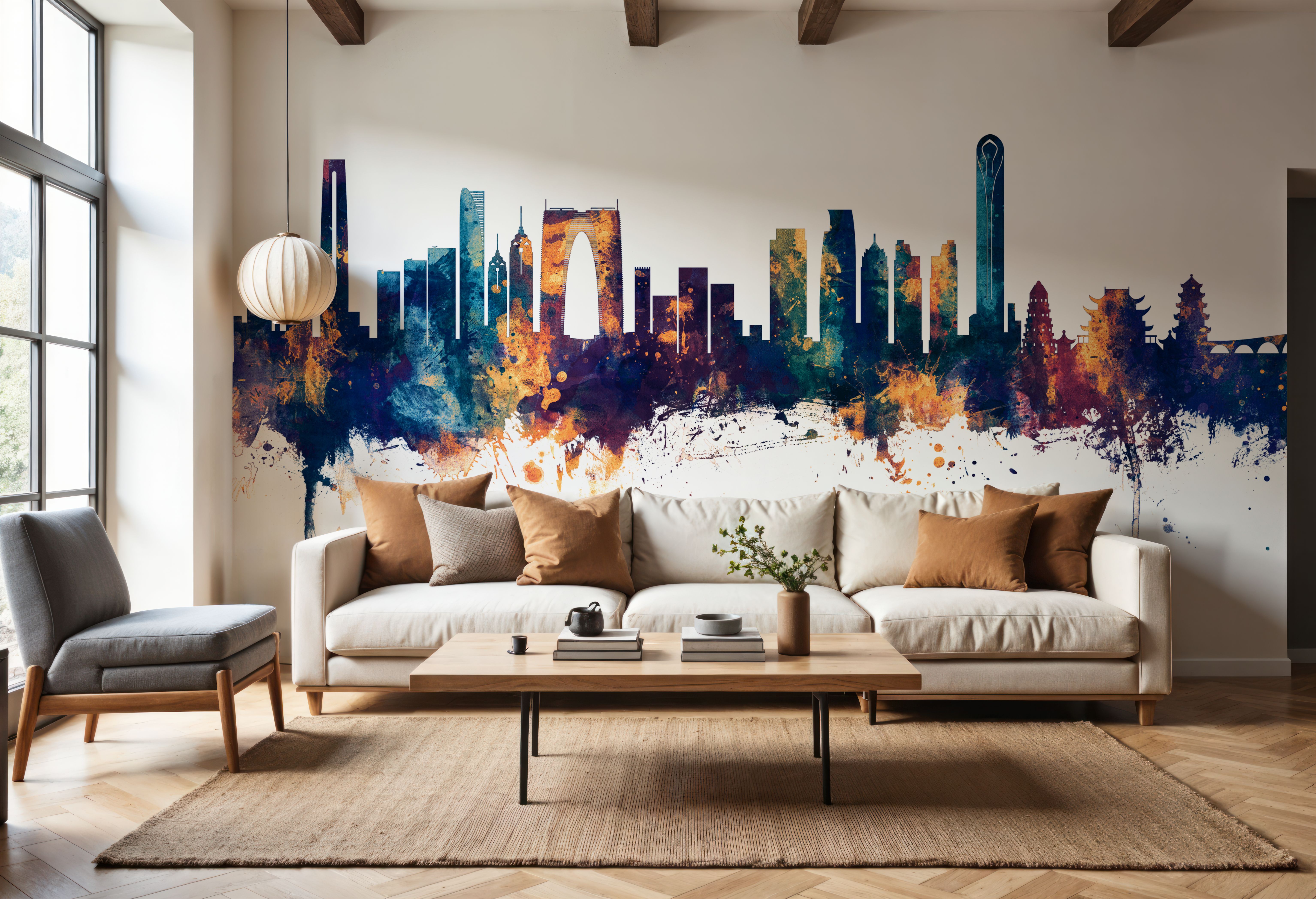 Suzhou China Skyline Blue & Bronze