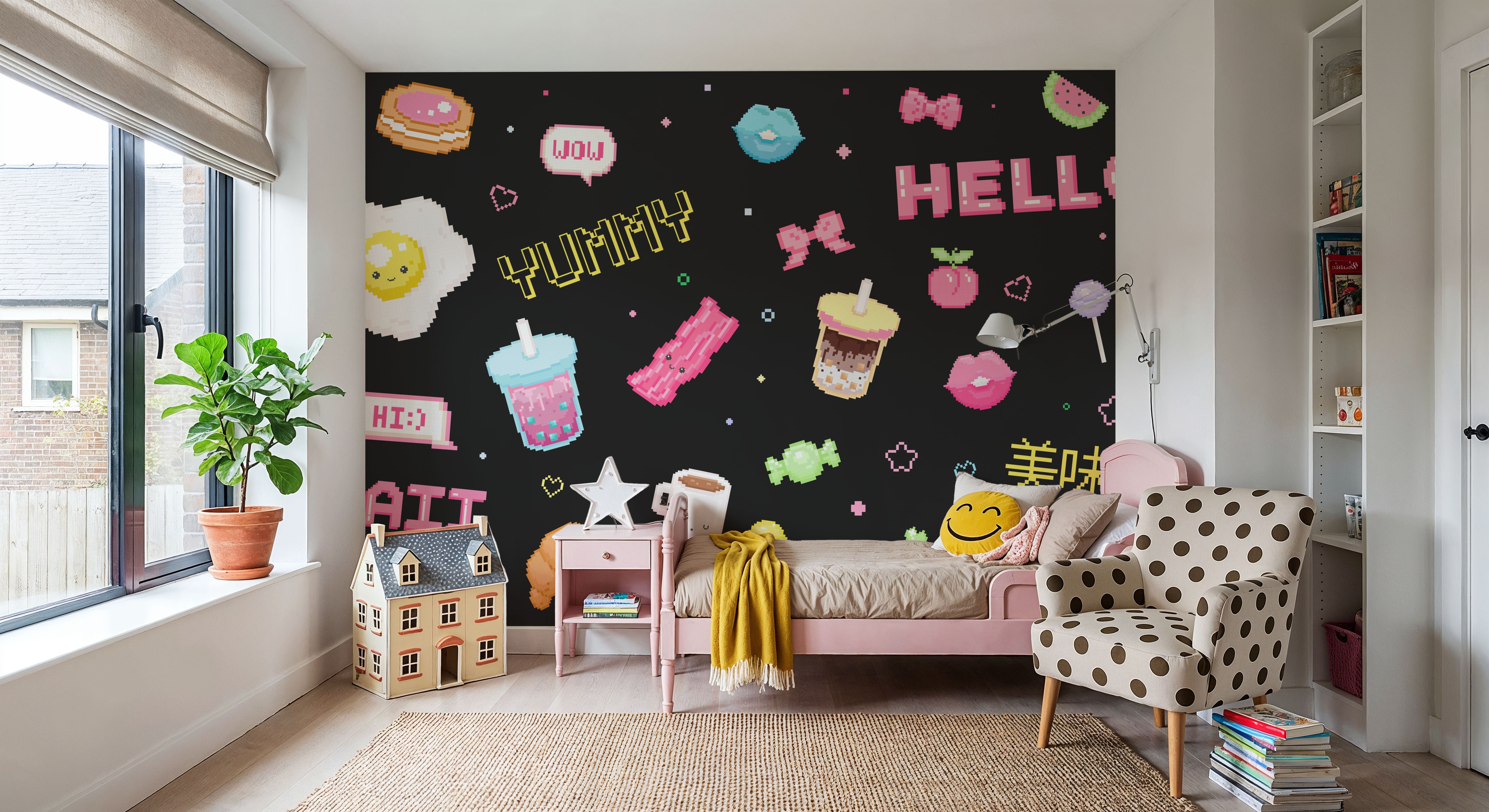 Cute Pixel Hello Dark, Wallpaper