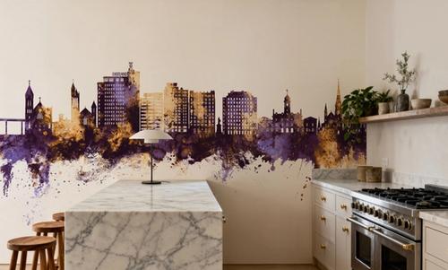 Portland Maine Skyline Purple & Gold