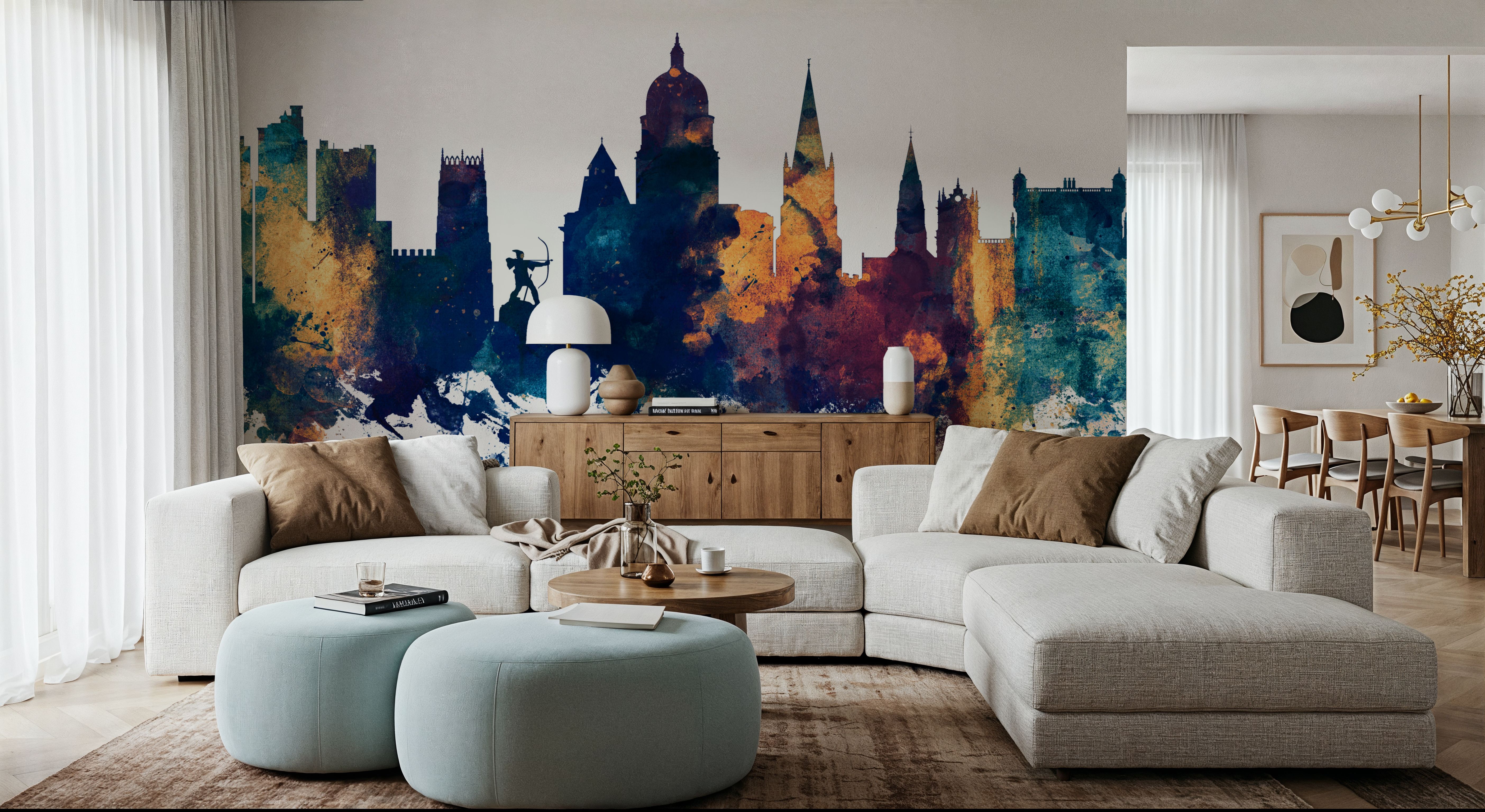 Nottingham England Skyline Blue & Bronze
