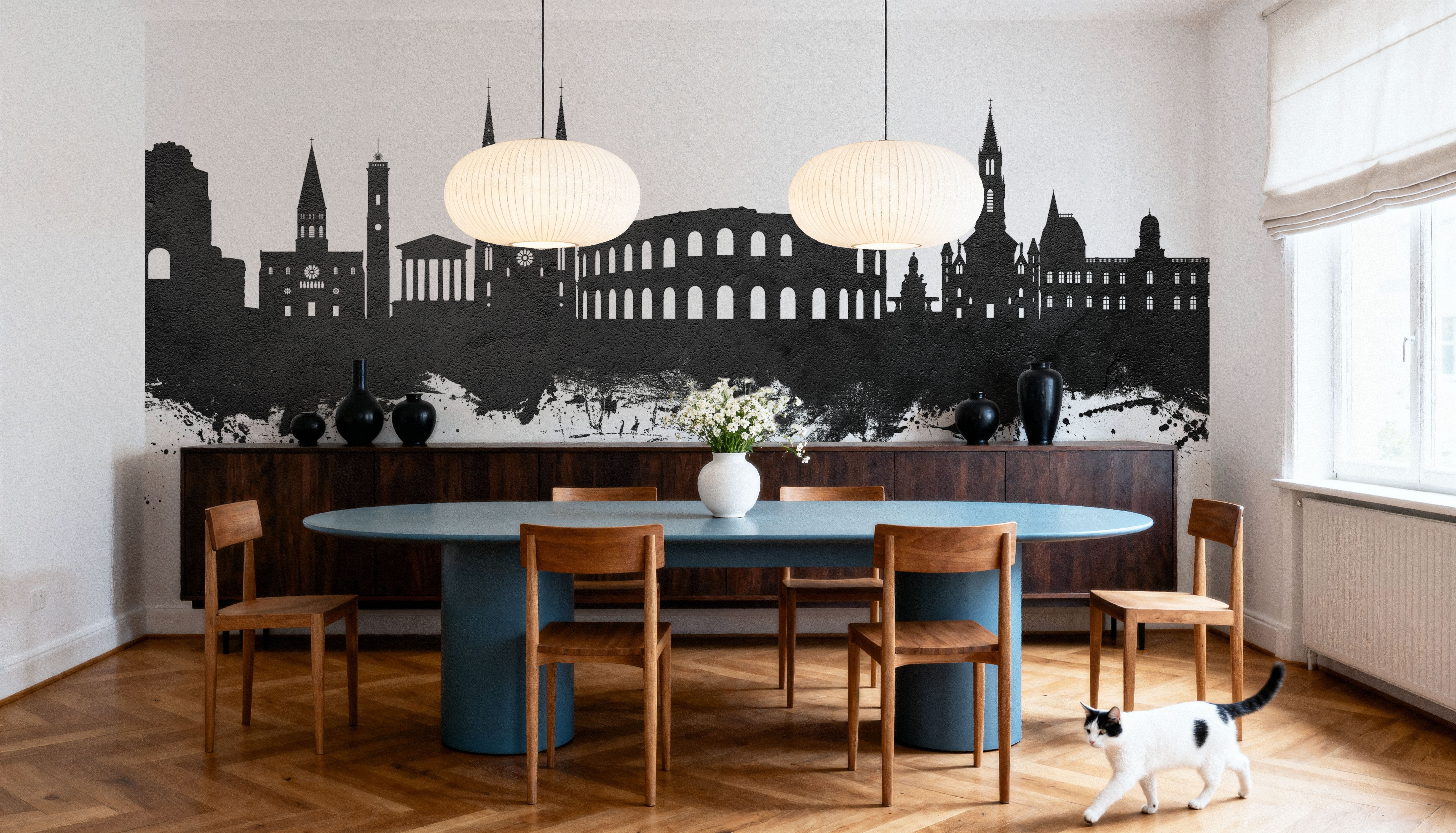 Nîmes France Skyline Black & White