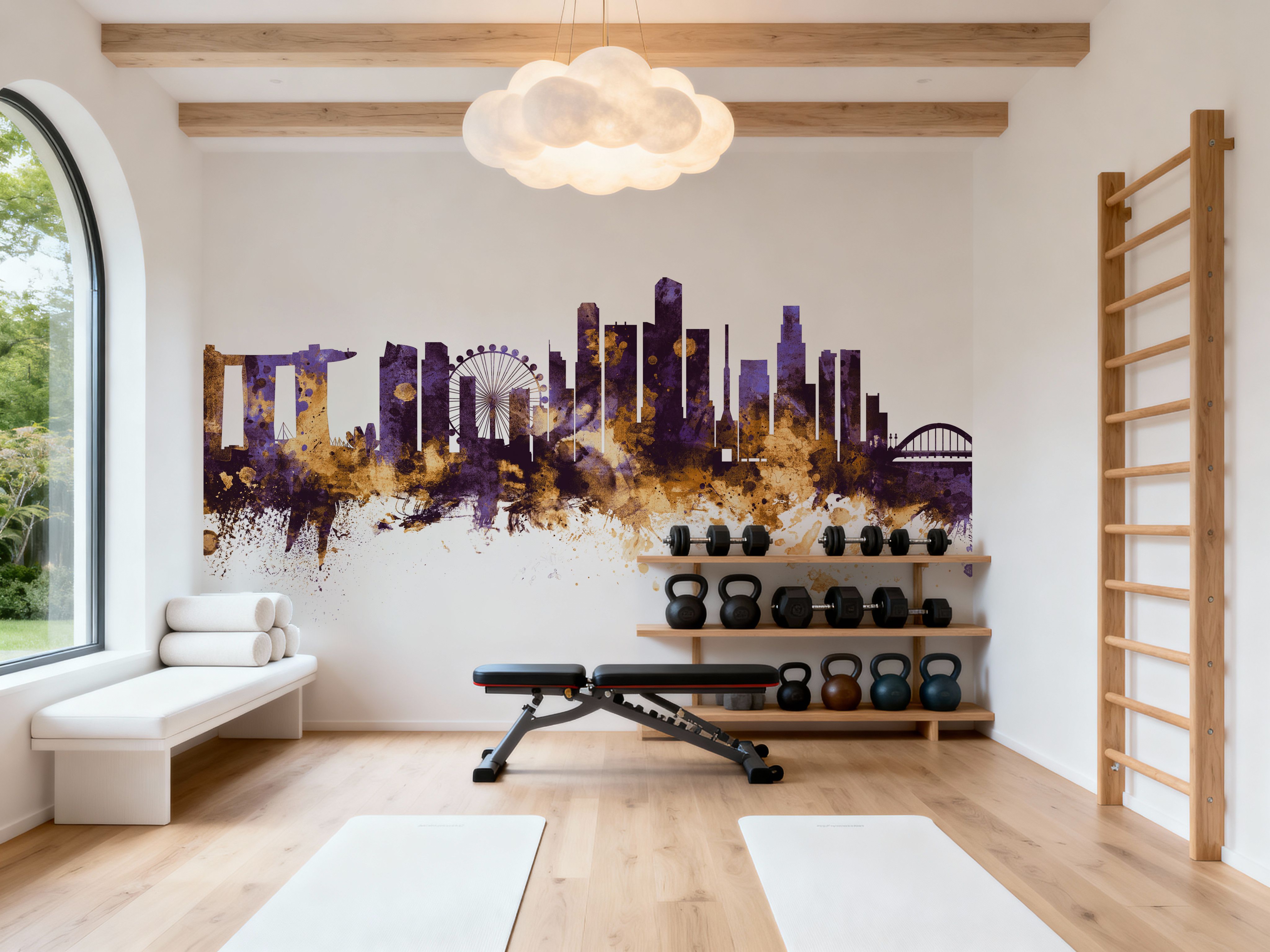 Singapore Skyline Purple & Gold