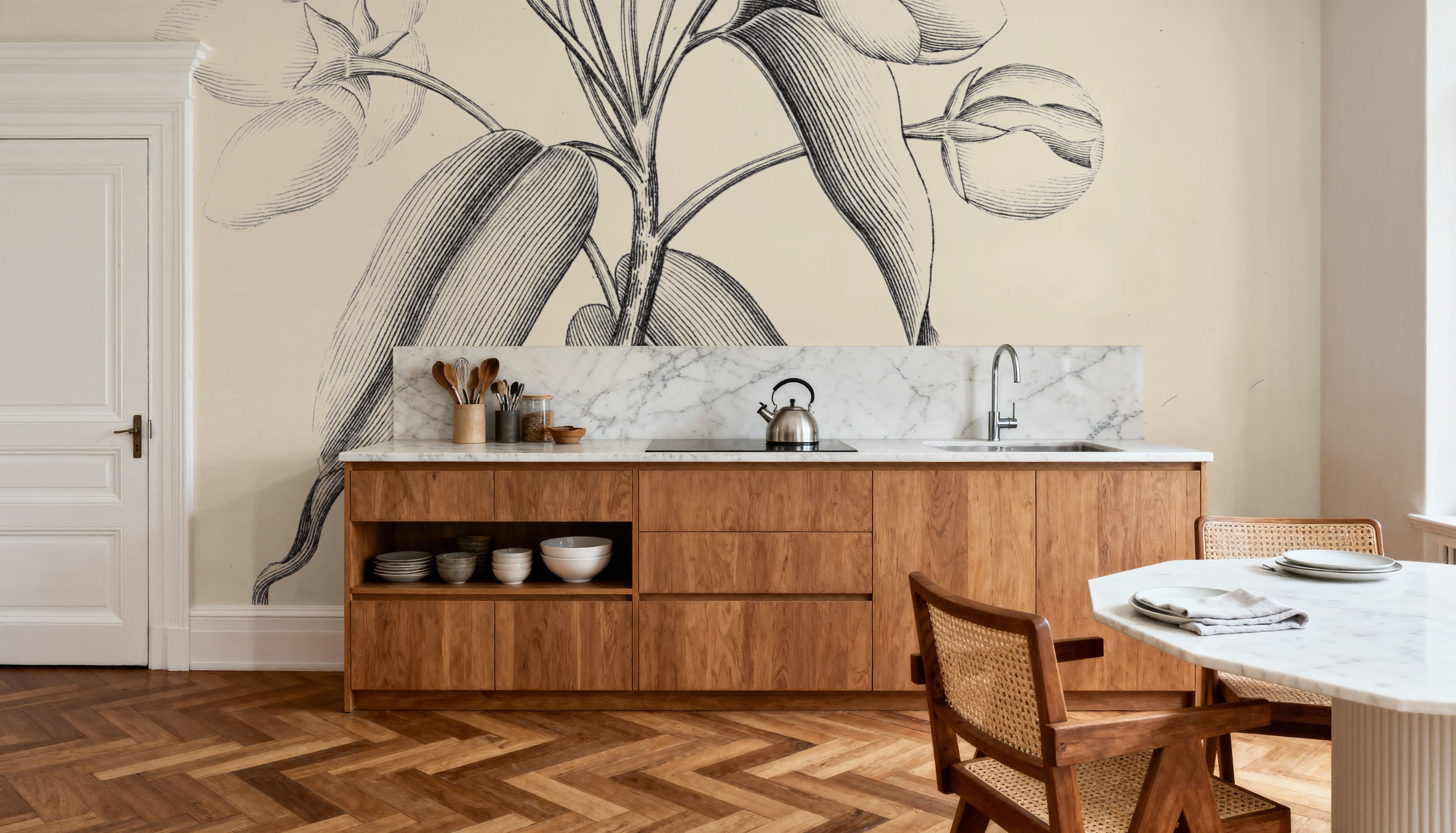 Botany Book VIII on Cream, Wallpaper