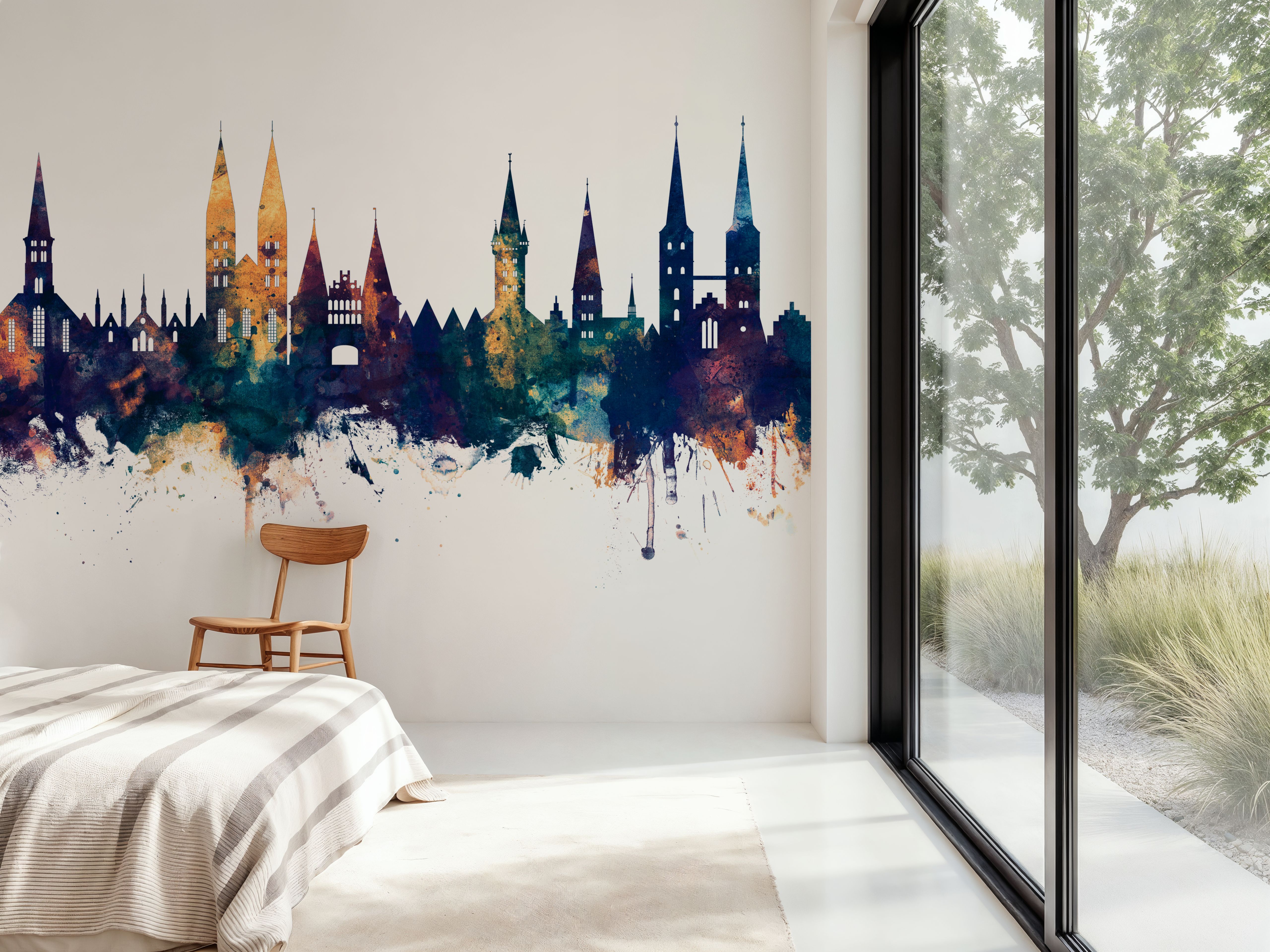 Lubeck Germany Skyline Blue & Bronze