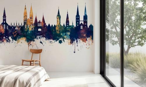 Lubeck Germany Skyline Blue & Bronze