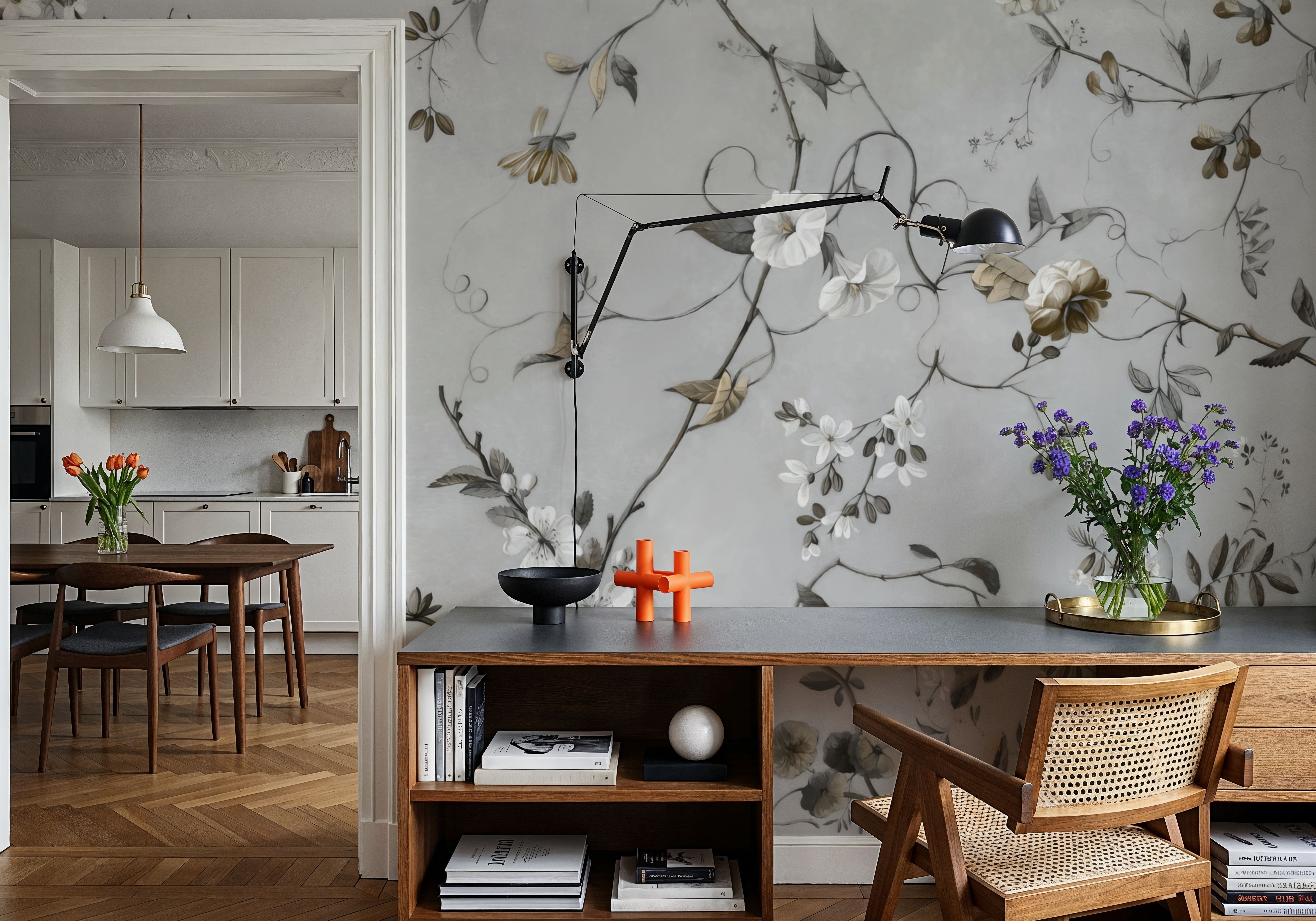 Floral Heaven, Ecru, Papier peint