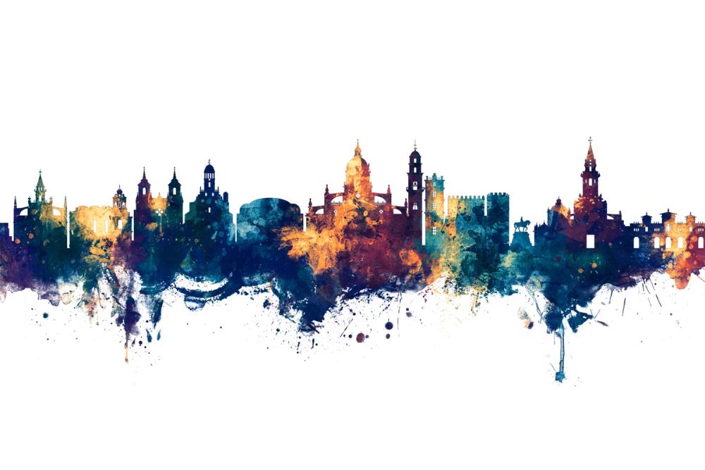 Jerez Spain Skyline Blue & Bronze