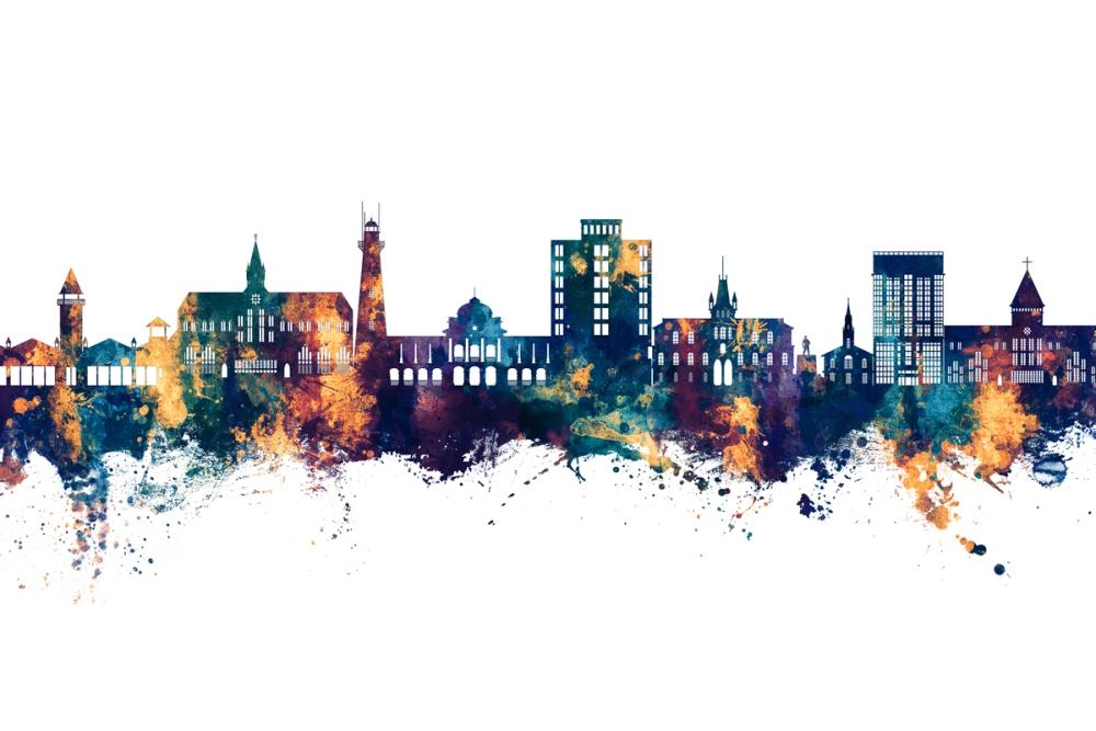 Georgetown Guyana Skyline Blue & Bronze