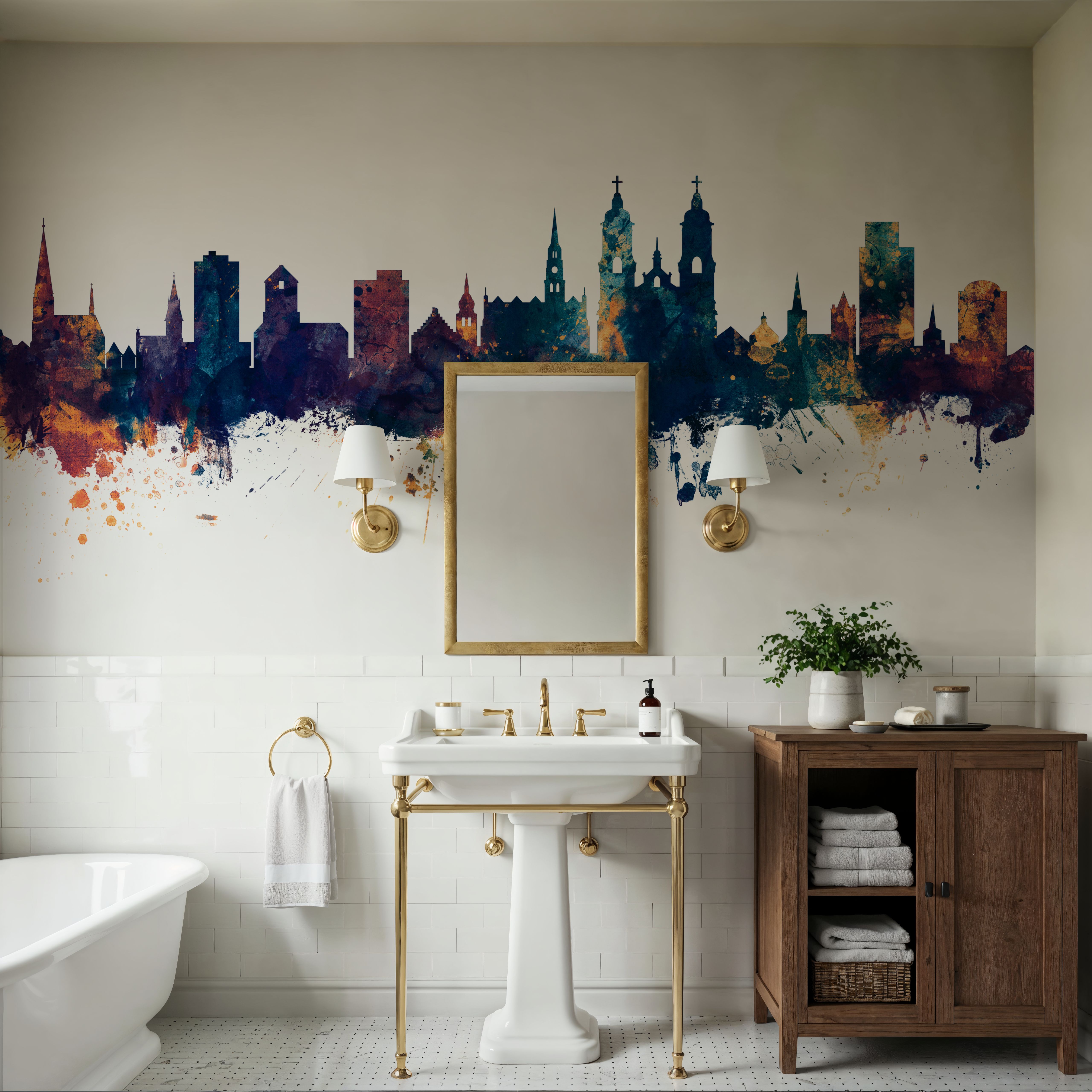 St Gallen Switzerland Skyline Blue & Bronze