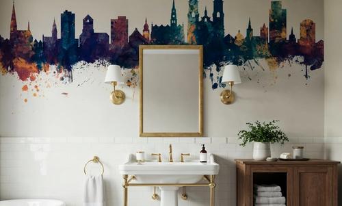 St Gallen Switzerland Skyline Blue & Bronze
