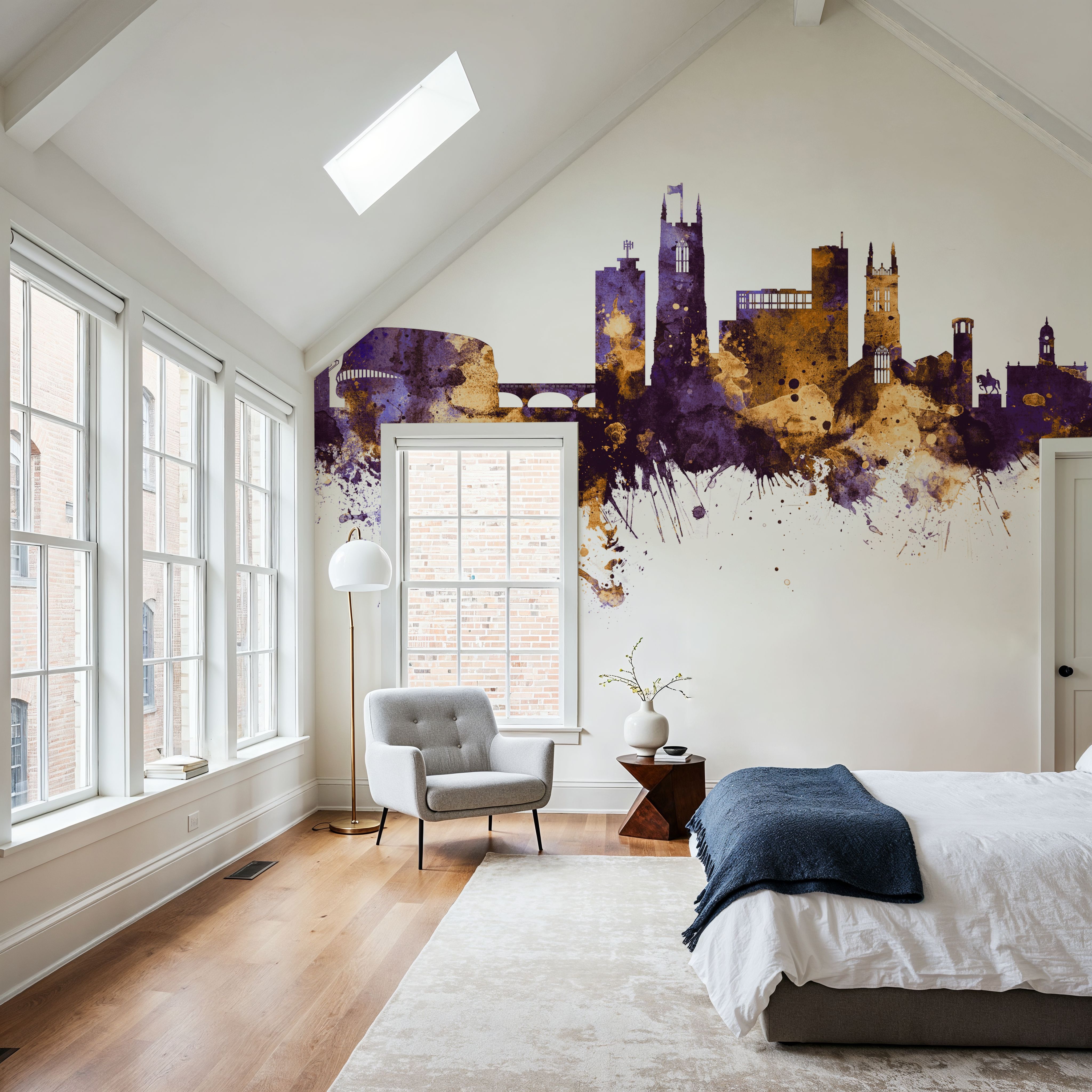 Derby England Skyline Purple & Gold