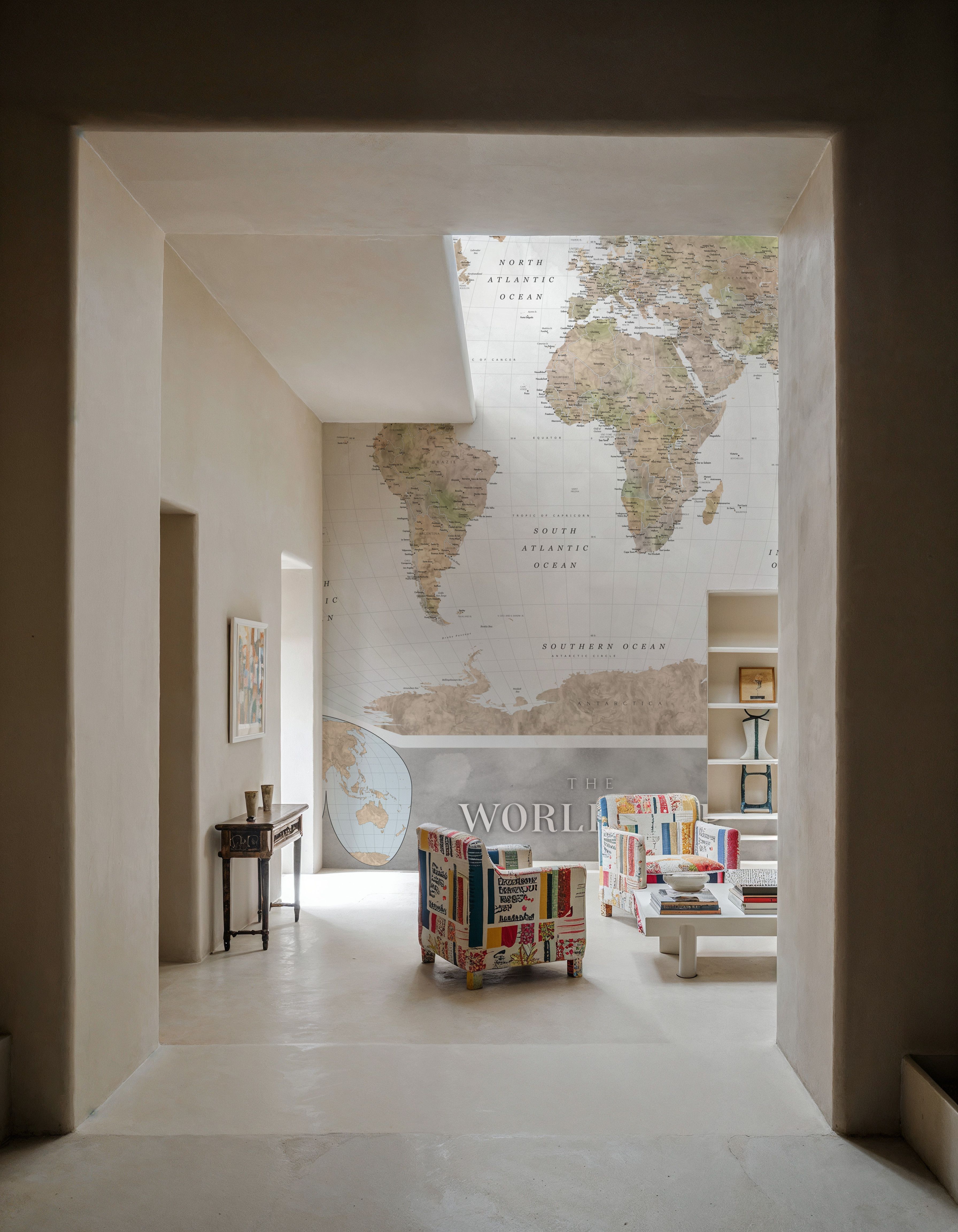 World Map Atlas Brown
