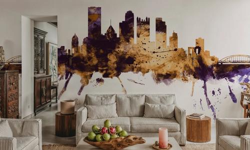 Pittsburg Pennsylvania Skyline Purple & Gold