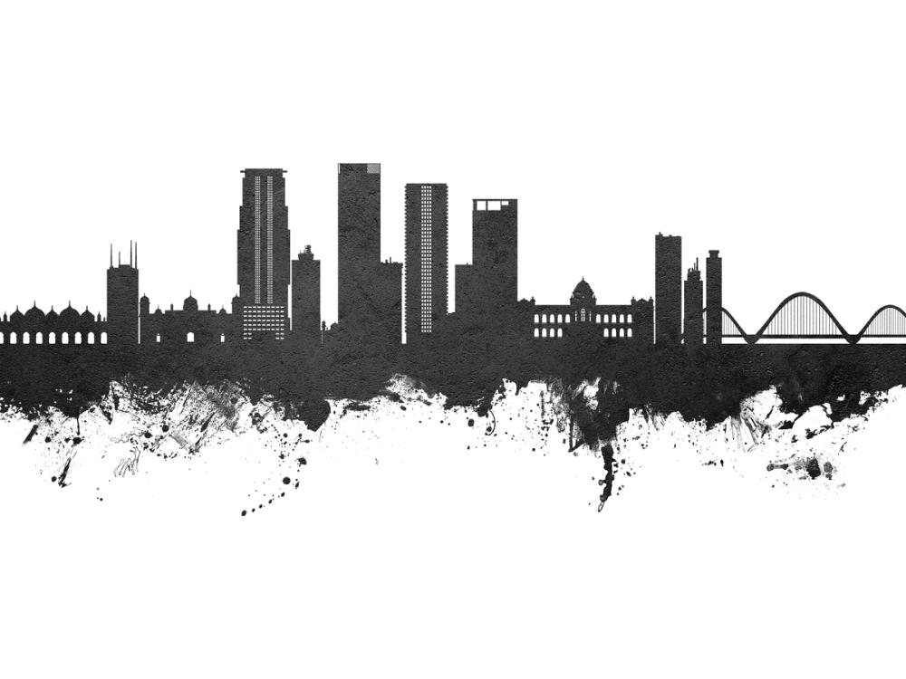 Dhaka Bangladesh Skyline Black & White