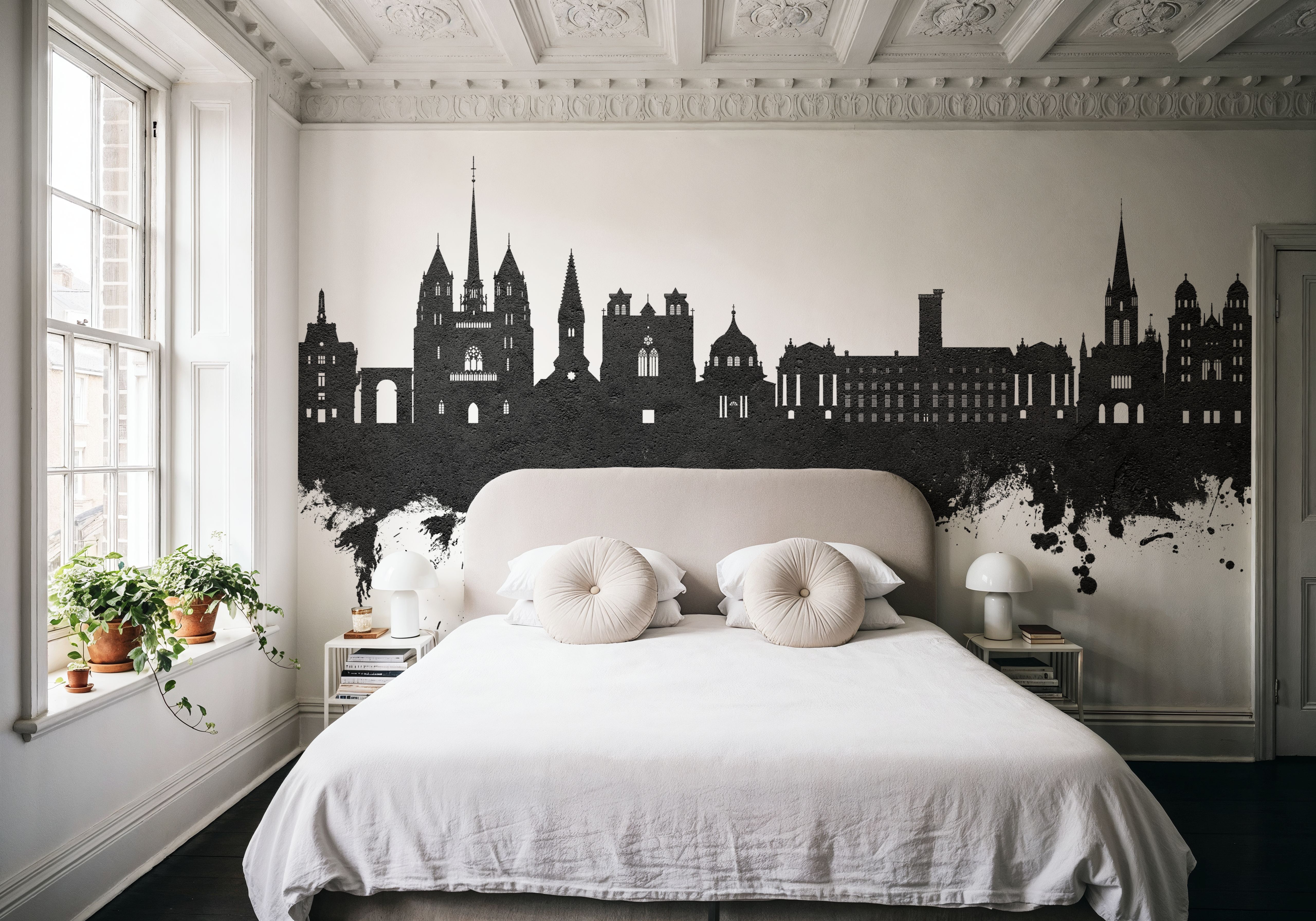 Dijon France Skyline Black & White