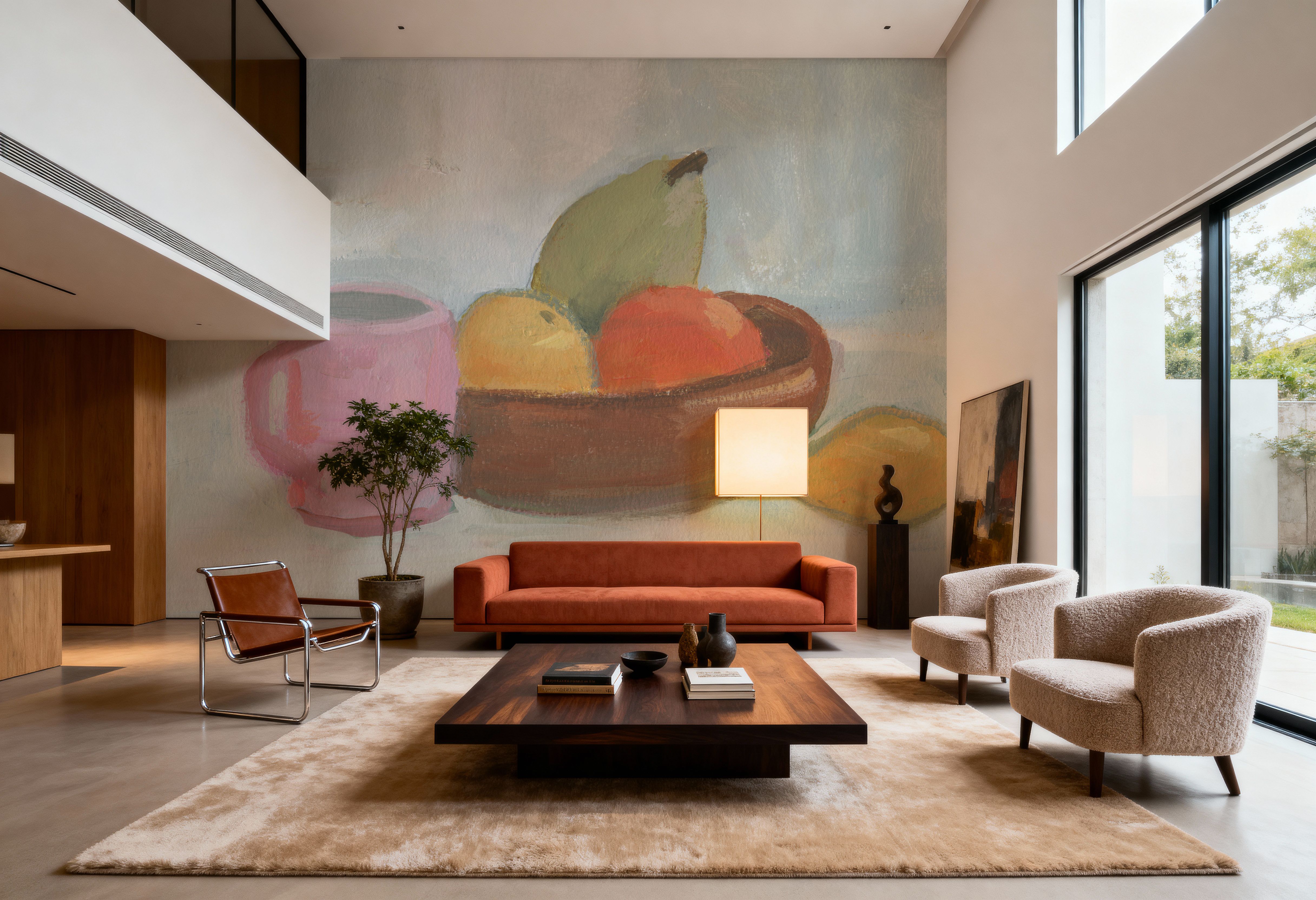 Pink Cup with Wooden Bowl