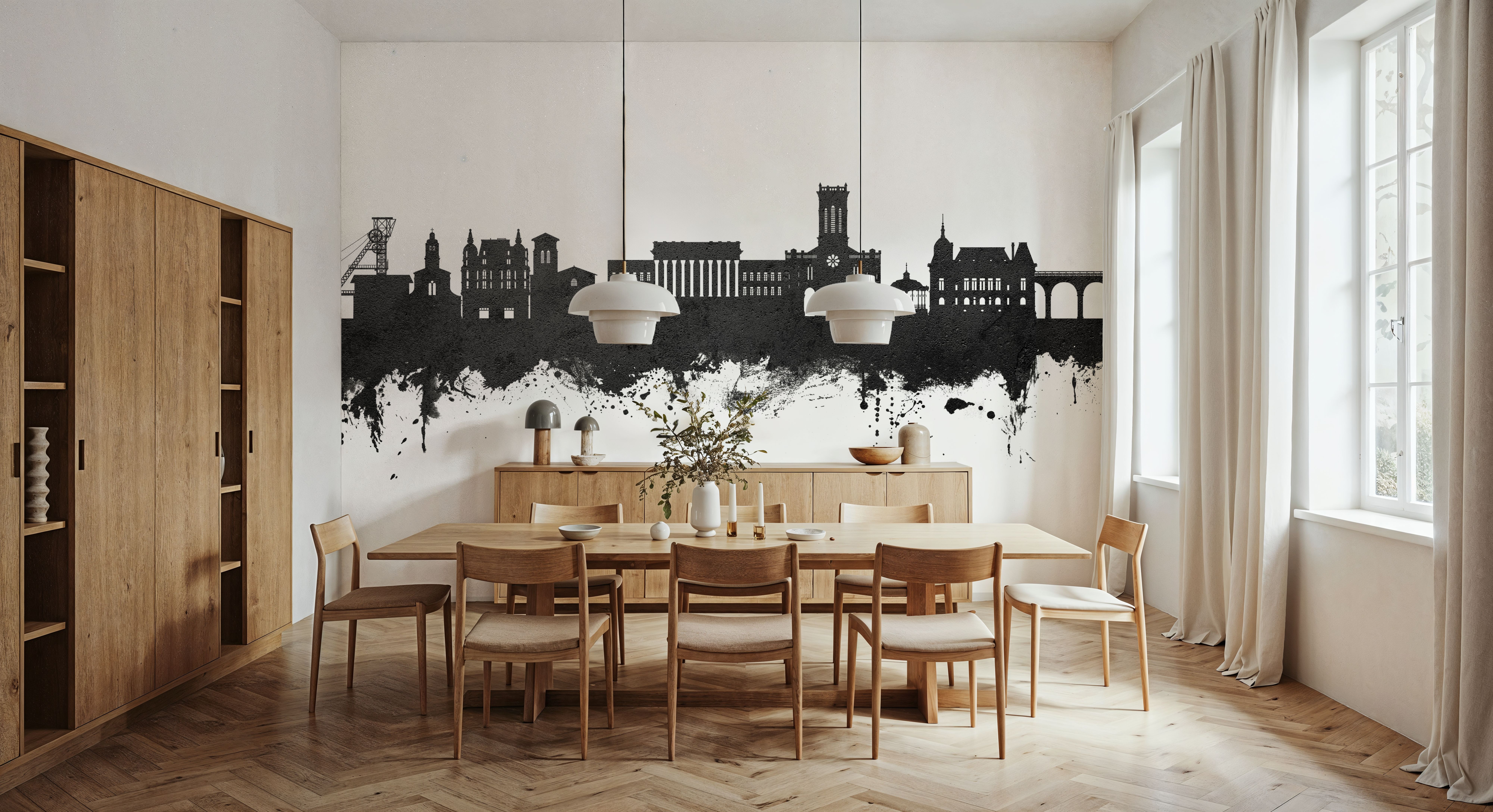 Saint-Étienne France Skyline Black & White