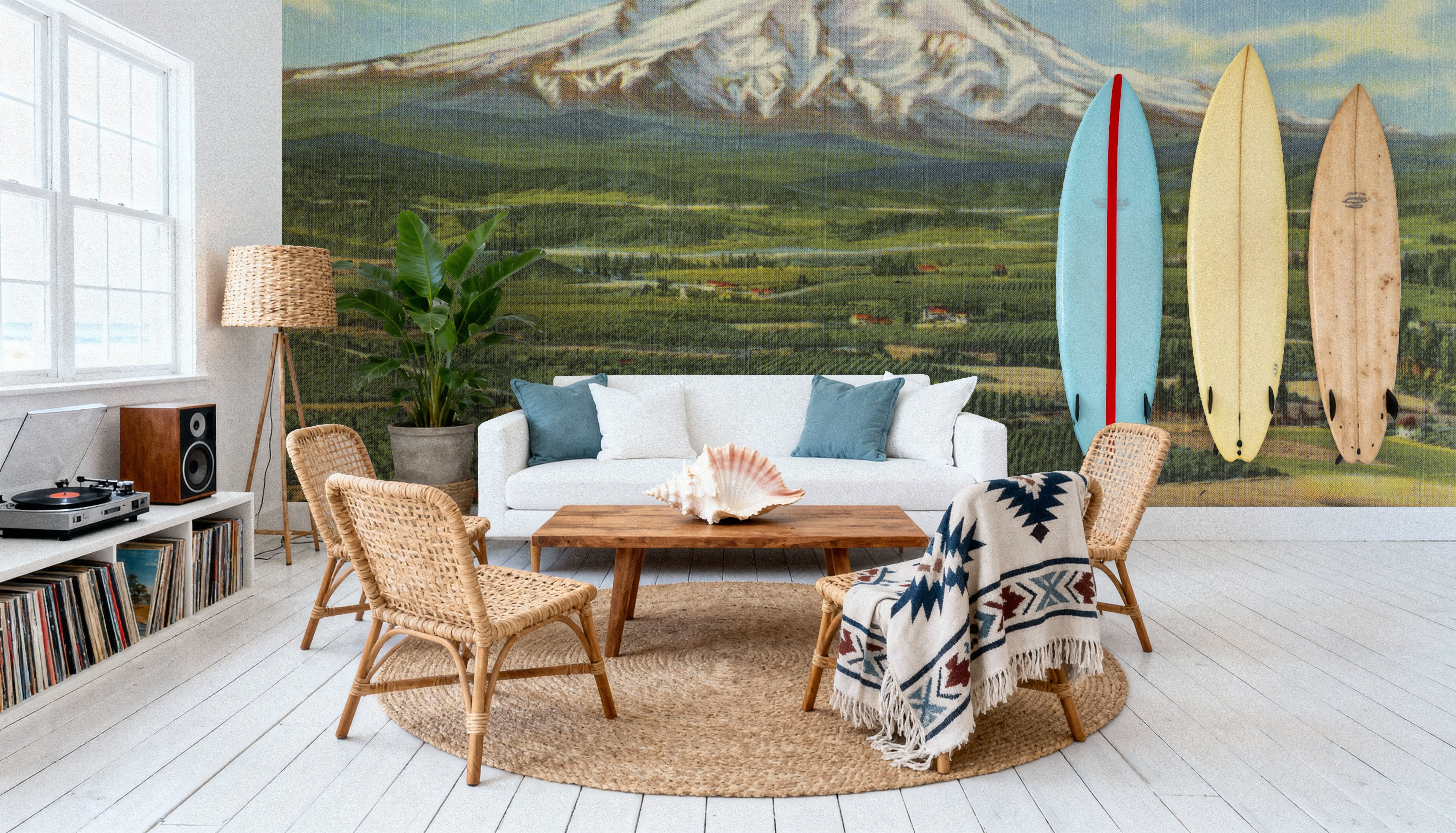 Mt. Hood - Screenprint Postcard, Wallpaper