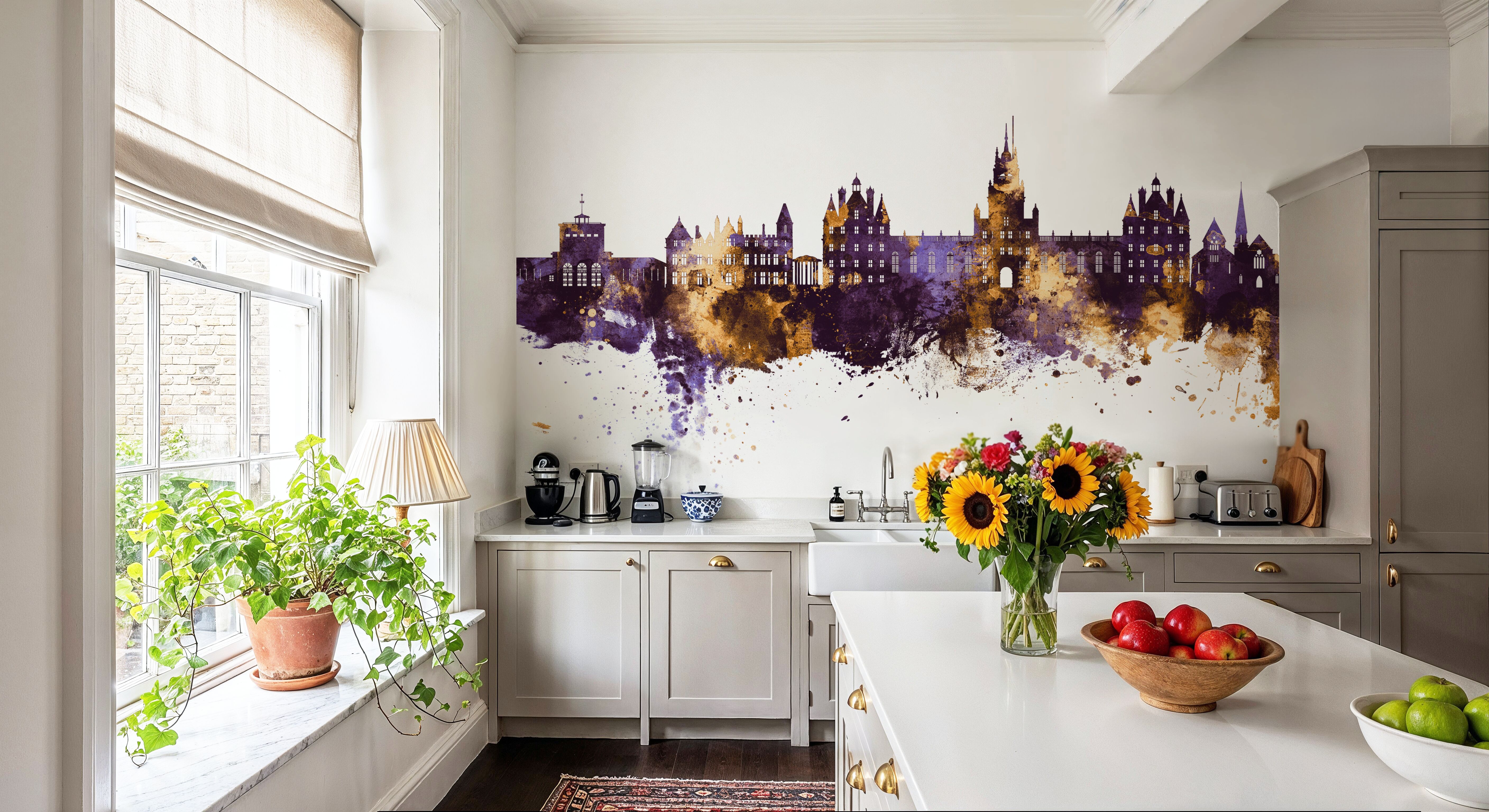 Egham England Skyline Purple & Gold