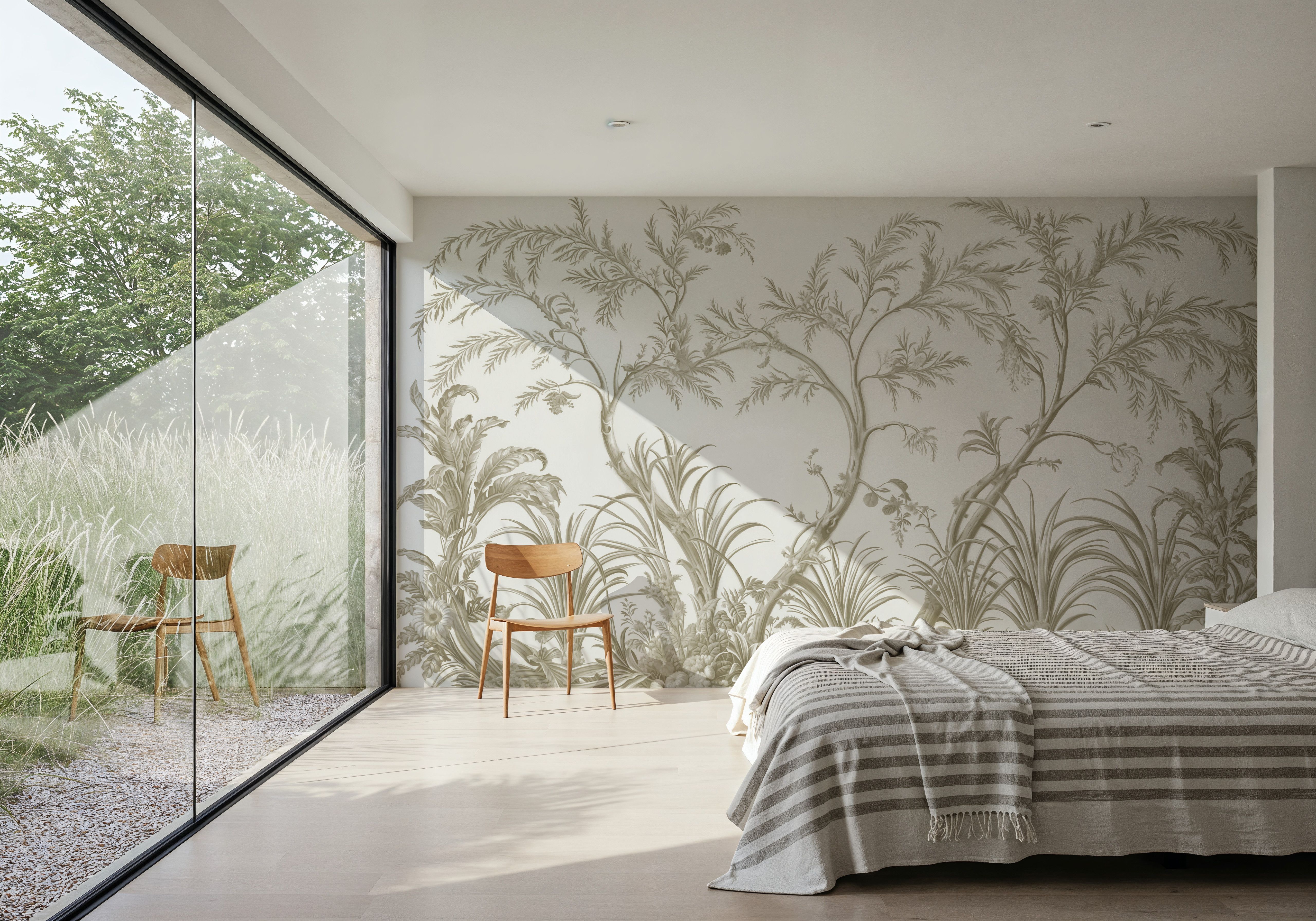 Intricate Garden, Beige, Wallpaper