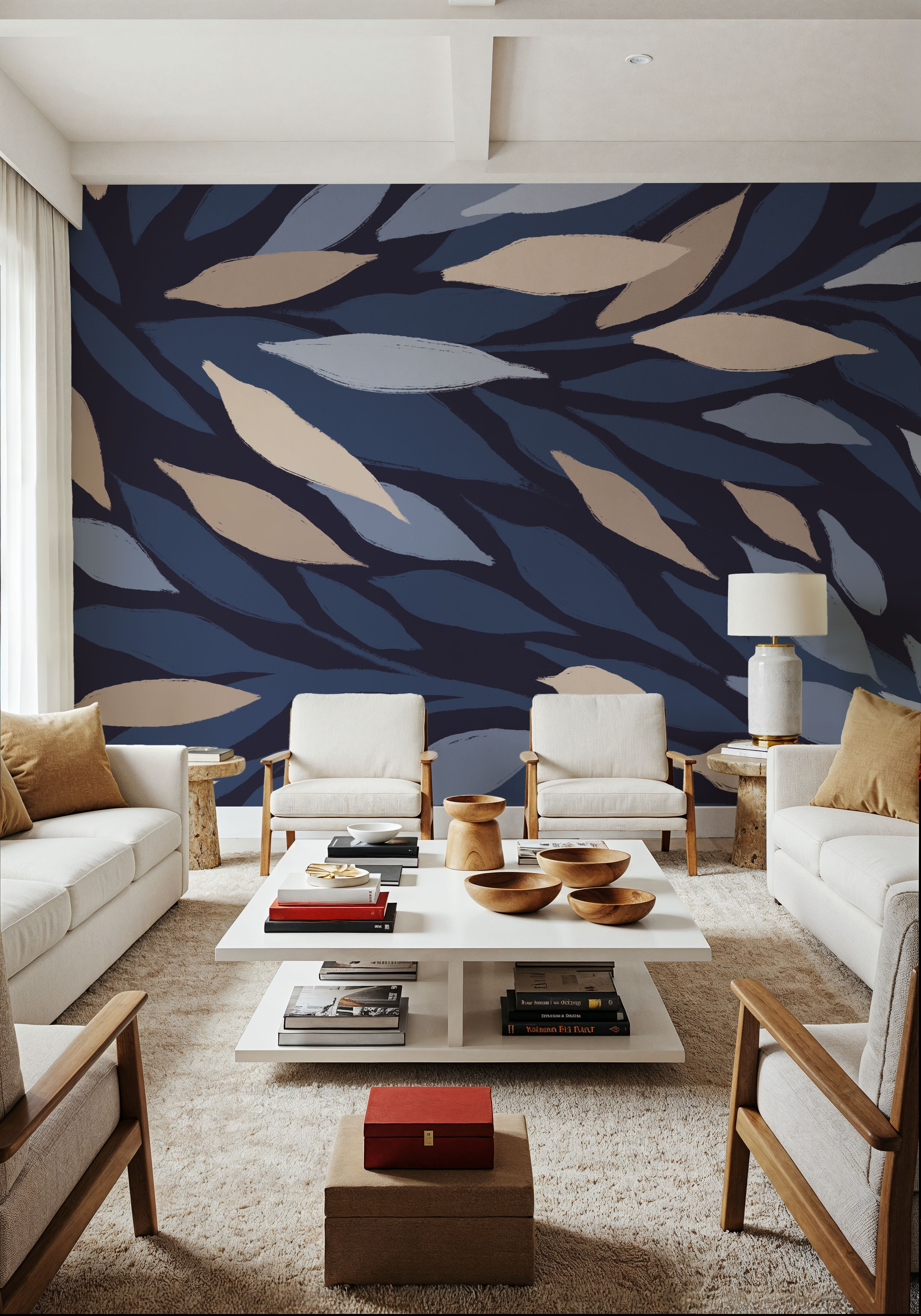 Leafy Lines Dark Plain