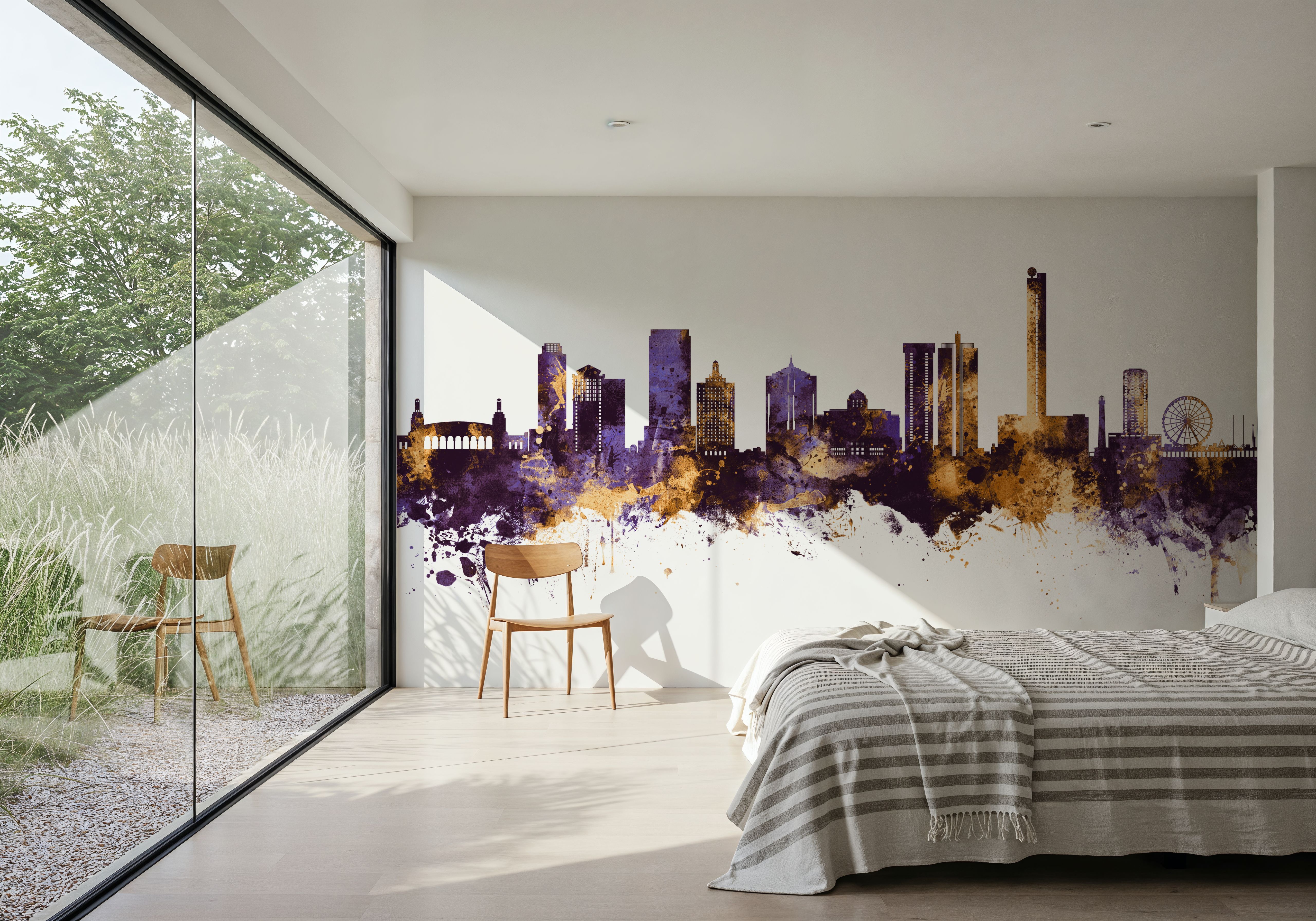 Atlantic City New Jersey Skyline Purple & Gold