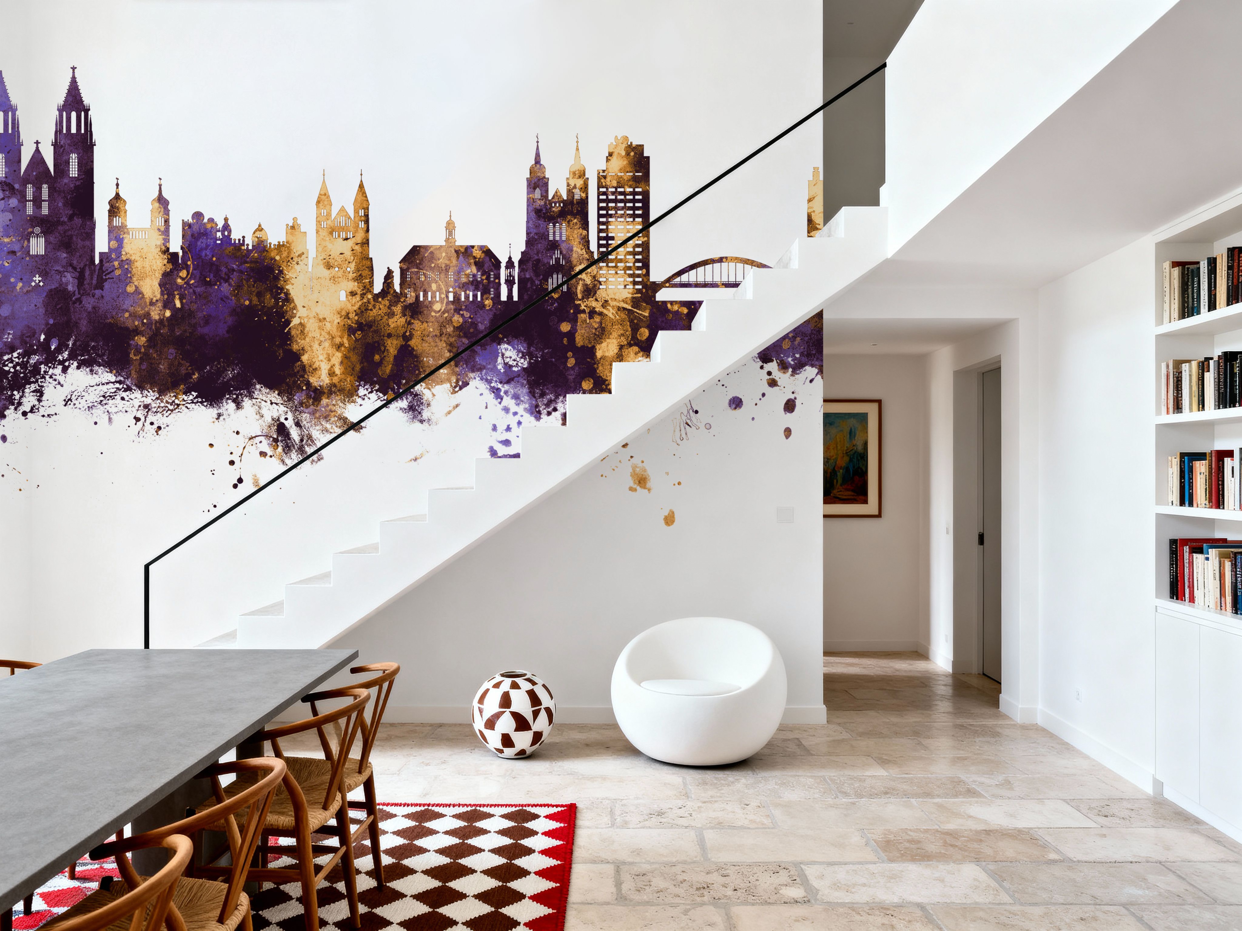 Magdeburg Germany Skyline Purple & Gold