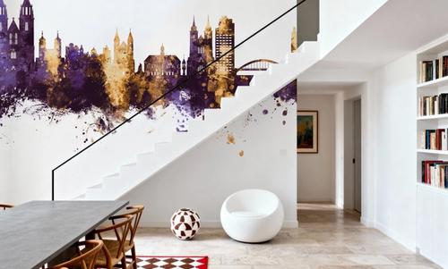 Magdeburg Germany Skyline Purple & Gold