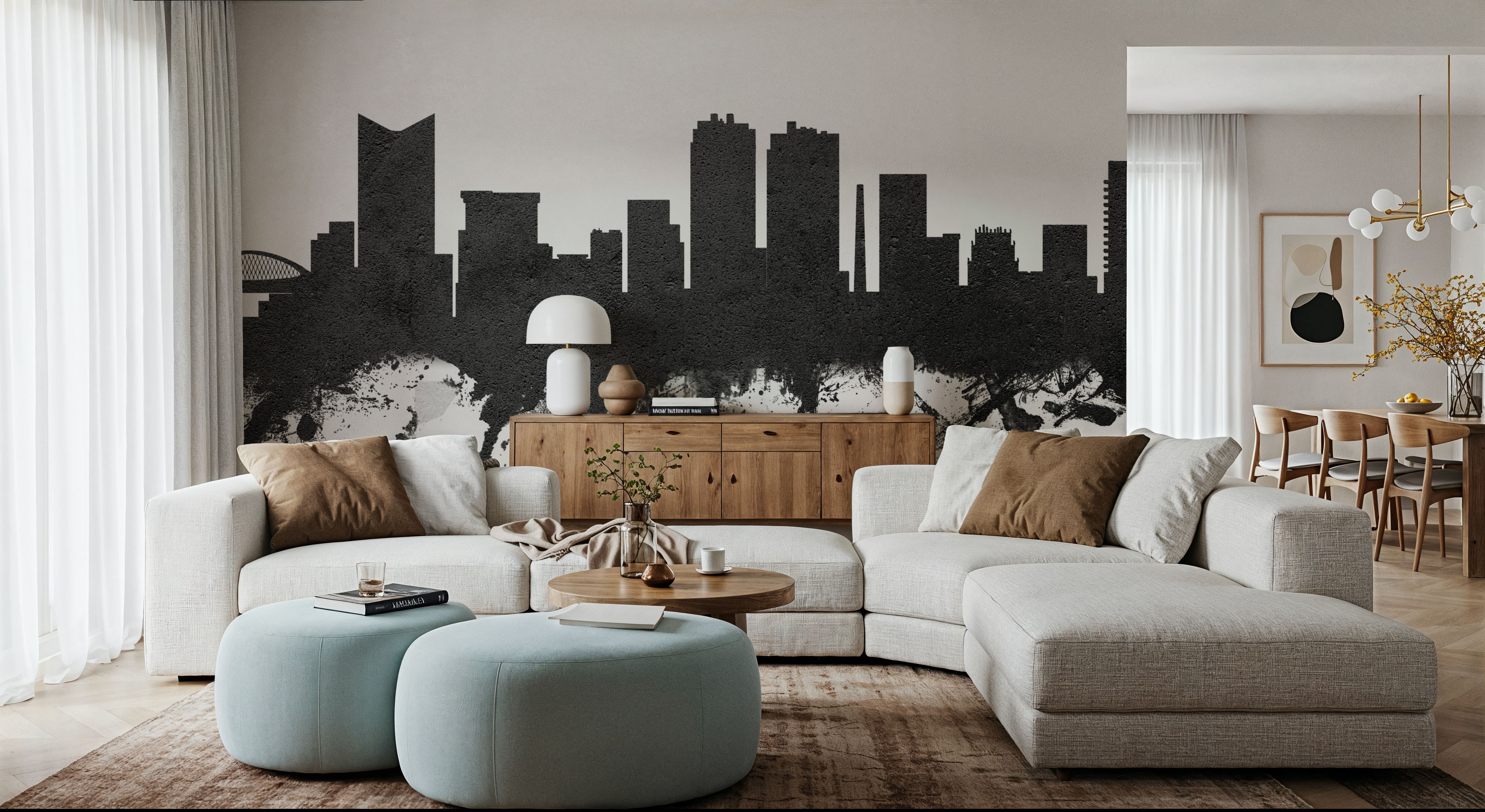 Fort Worth texas Skyline Black & White, Wallpaper