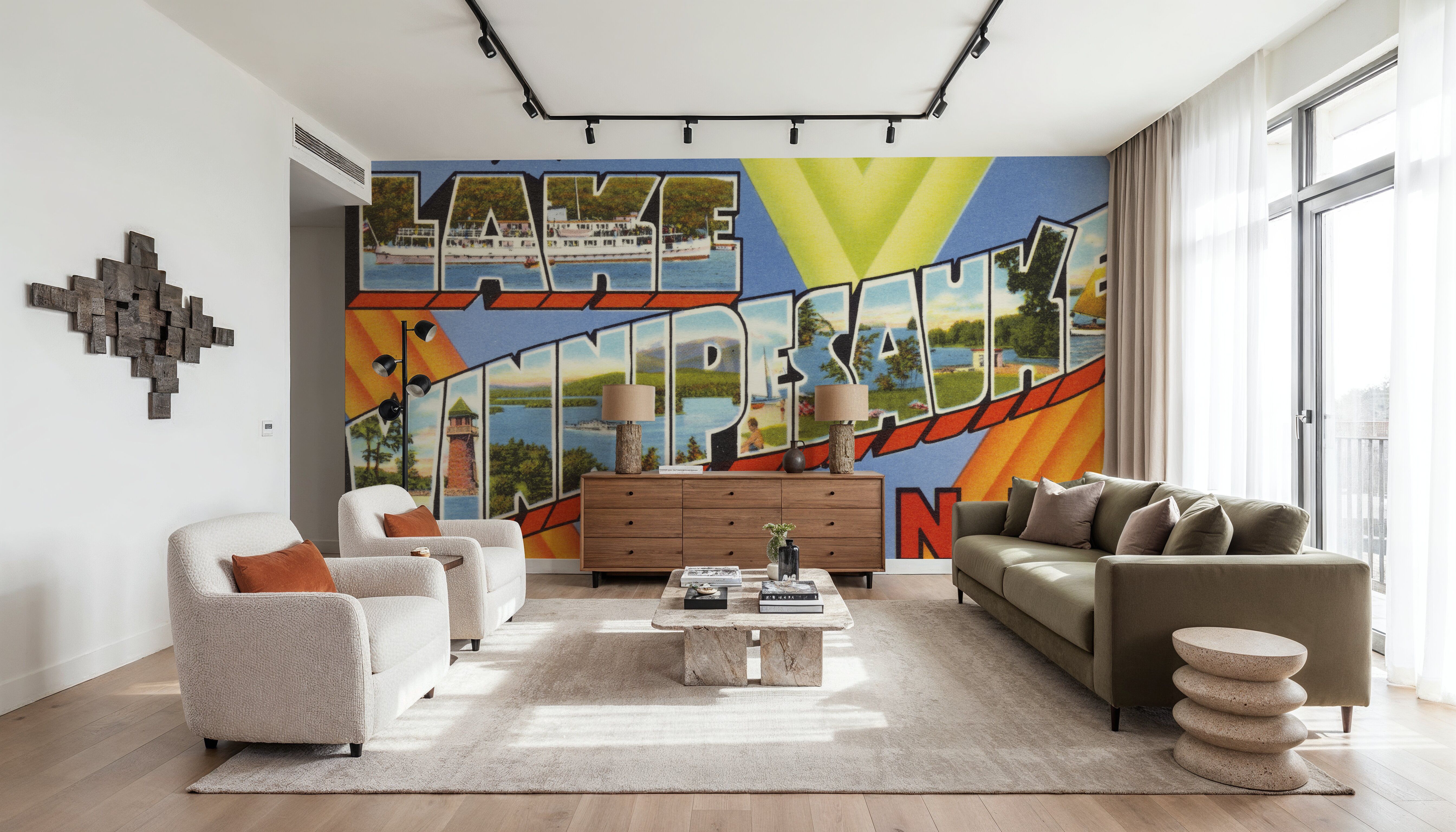 Greetings from Lake Winnipesaukee - Screenprint Postcard