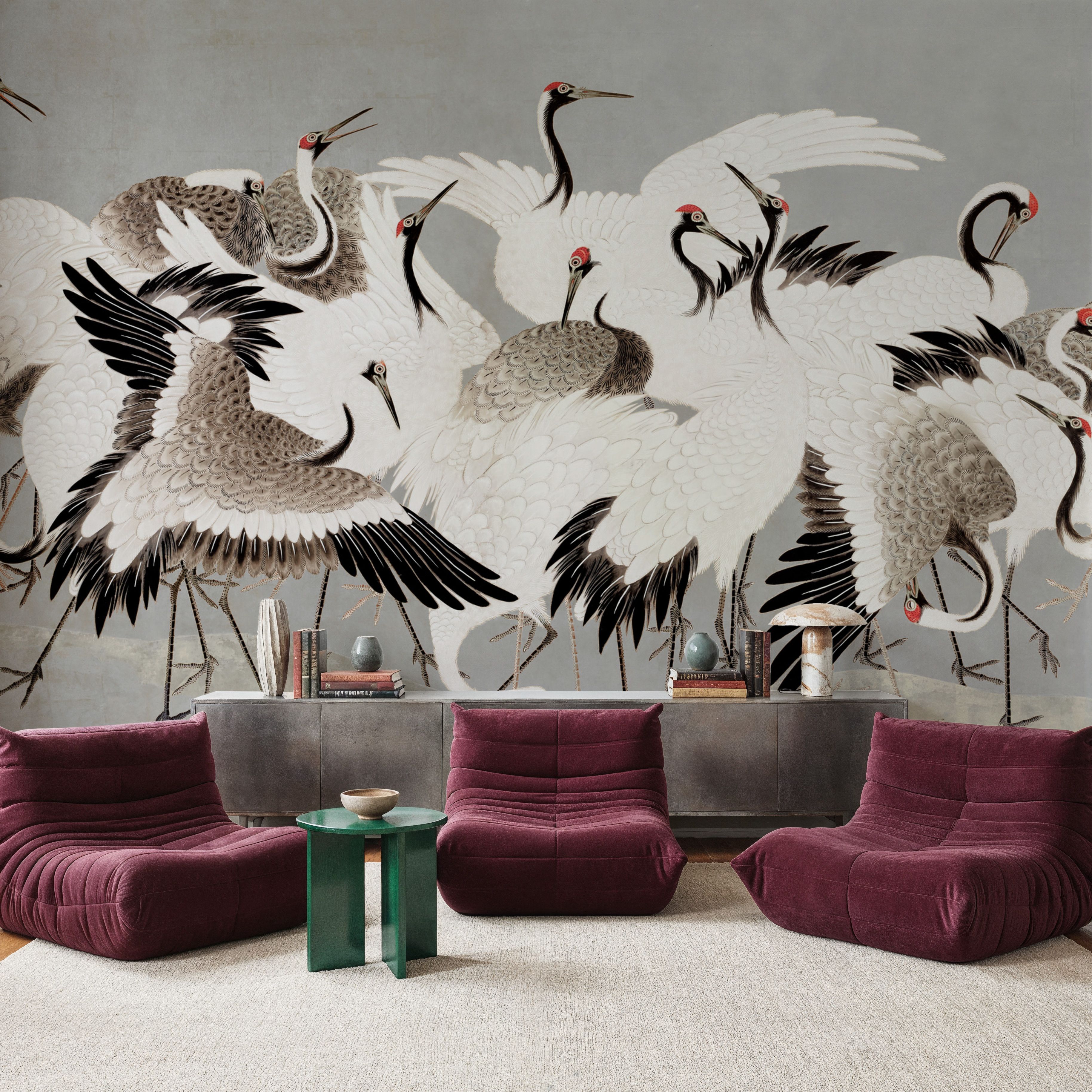 Japanese Flock of Cranes, Pewter