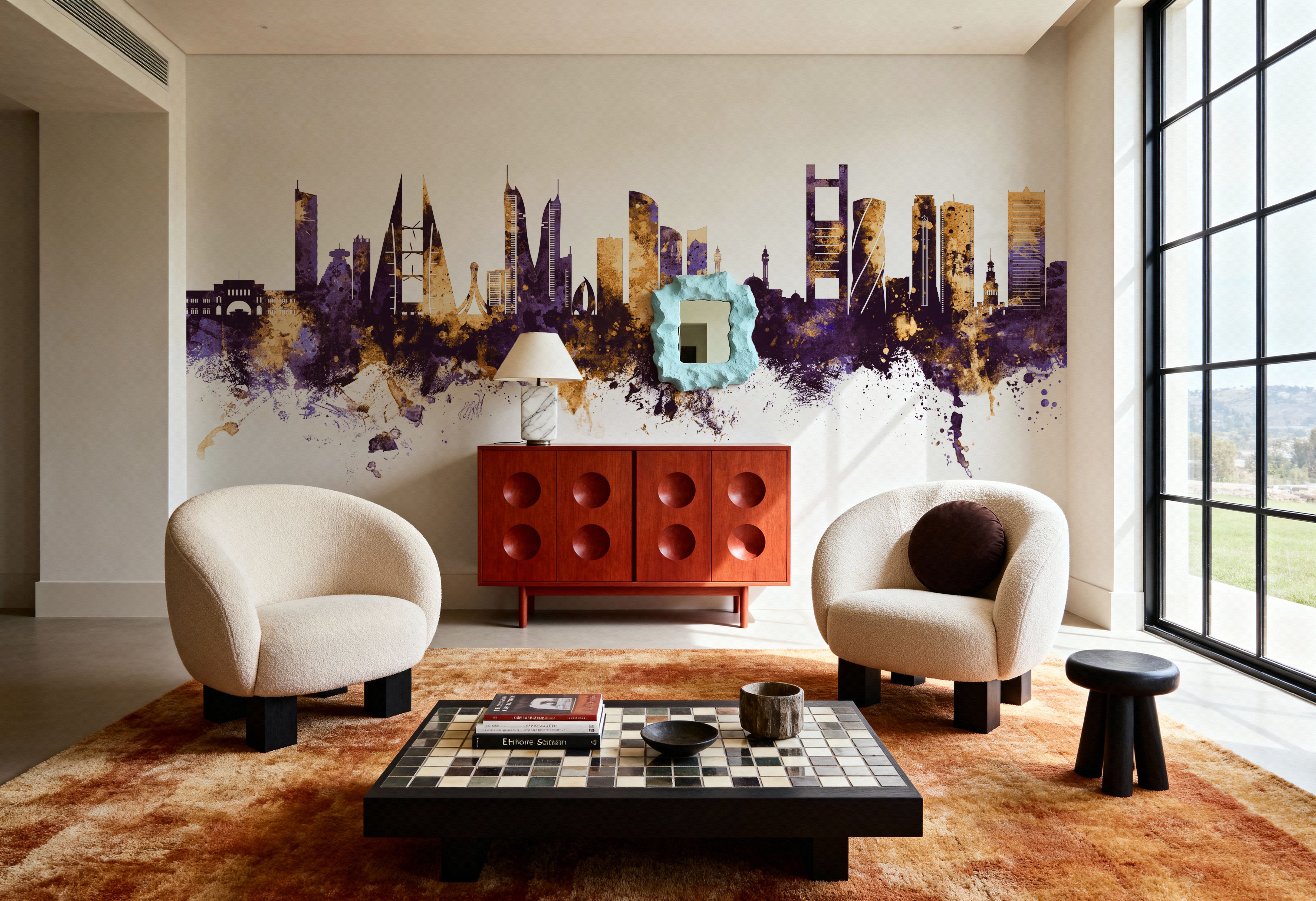 Manama Skyline Purple & Gold