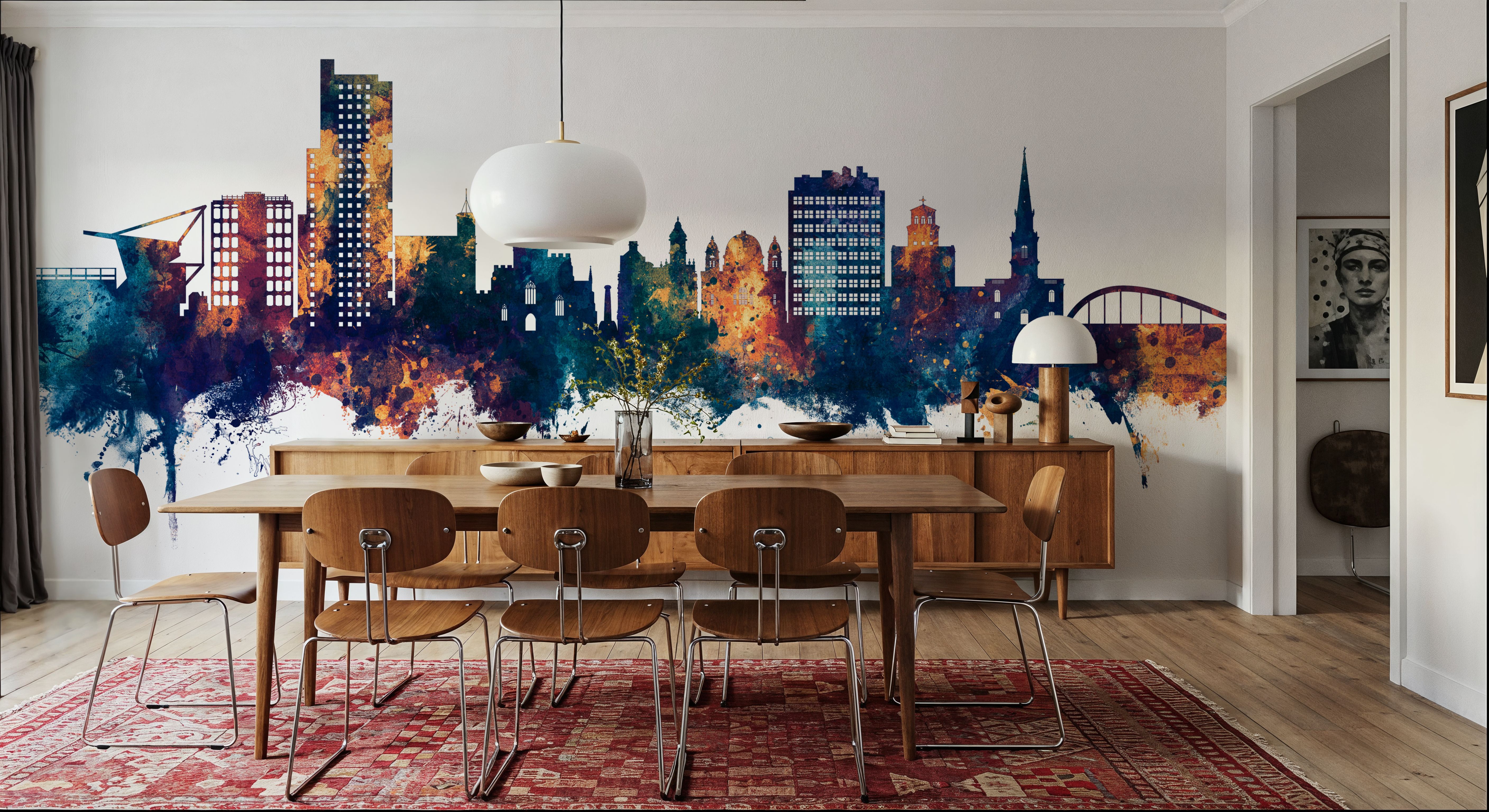 Wolverhampton England Skyline Blue & Bronze, Wallpaper