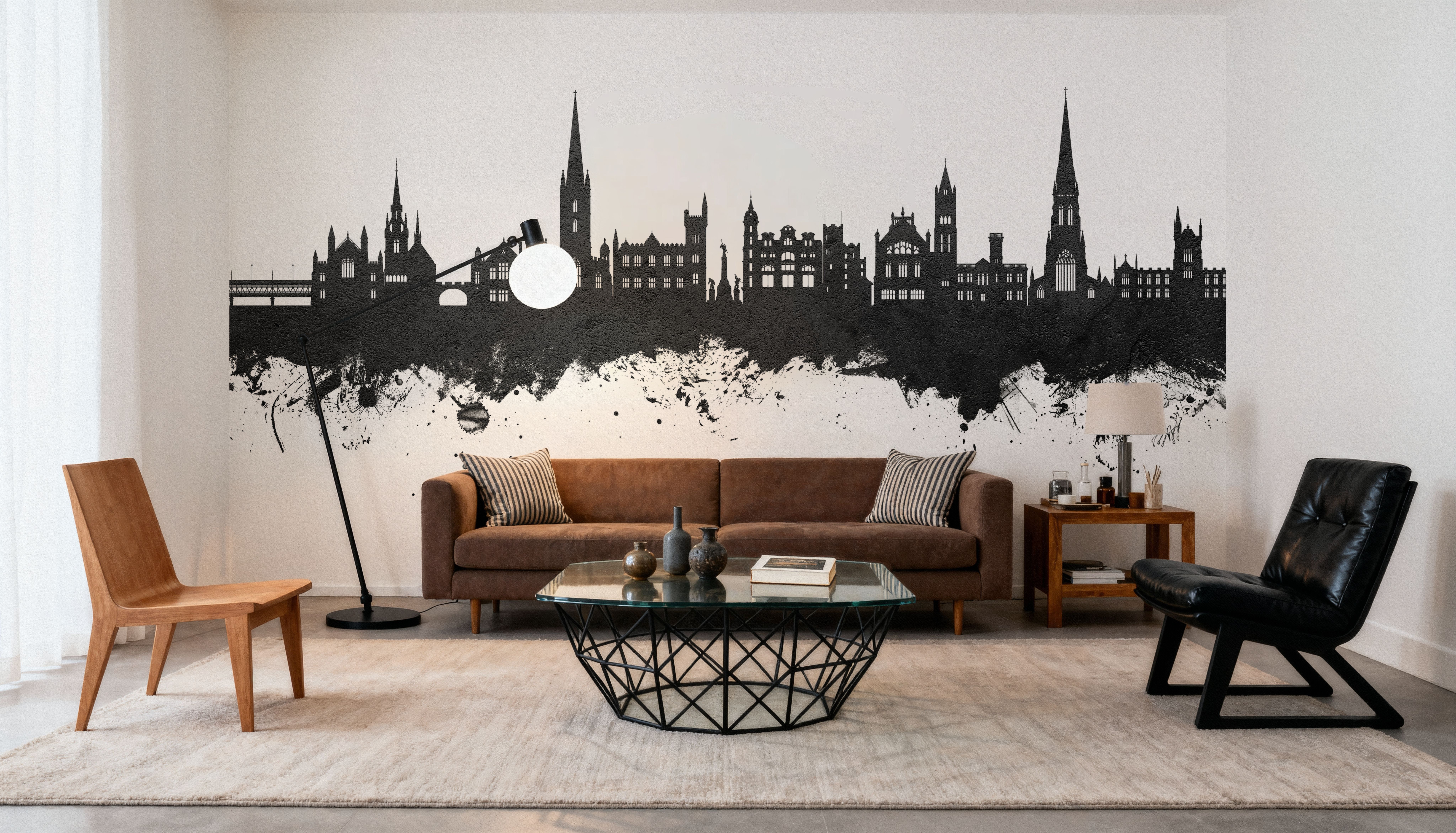 Derry Northern Ireland Skyline Black & White