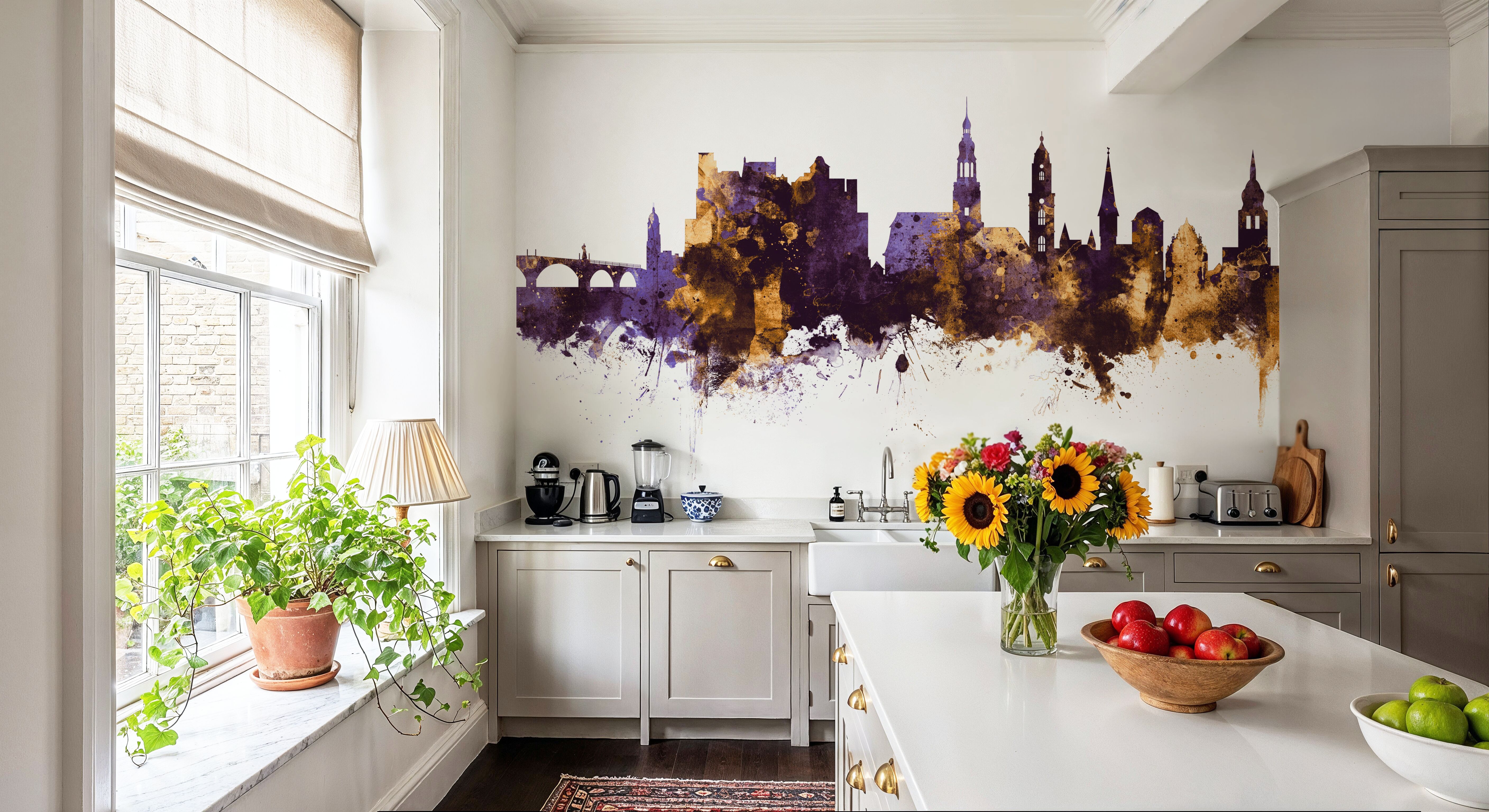 Heidelberg Germany Skyline Purple & Gold