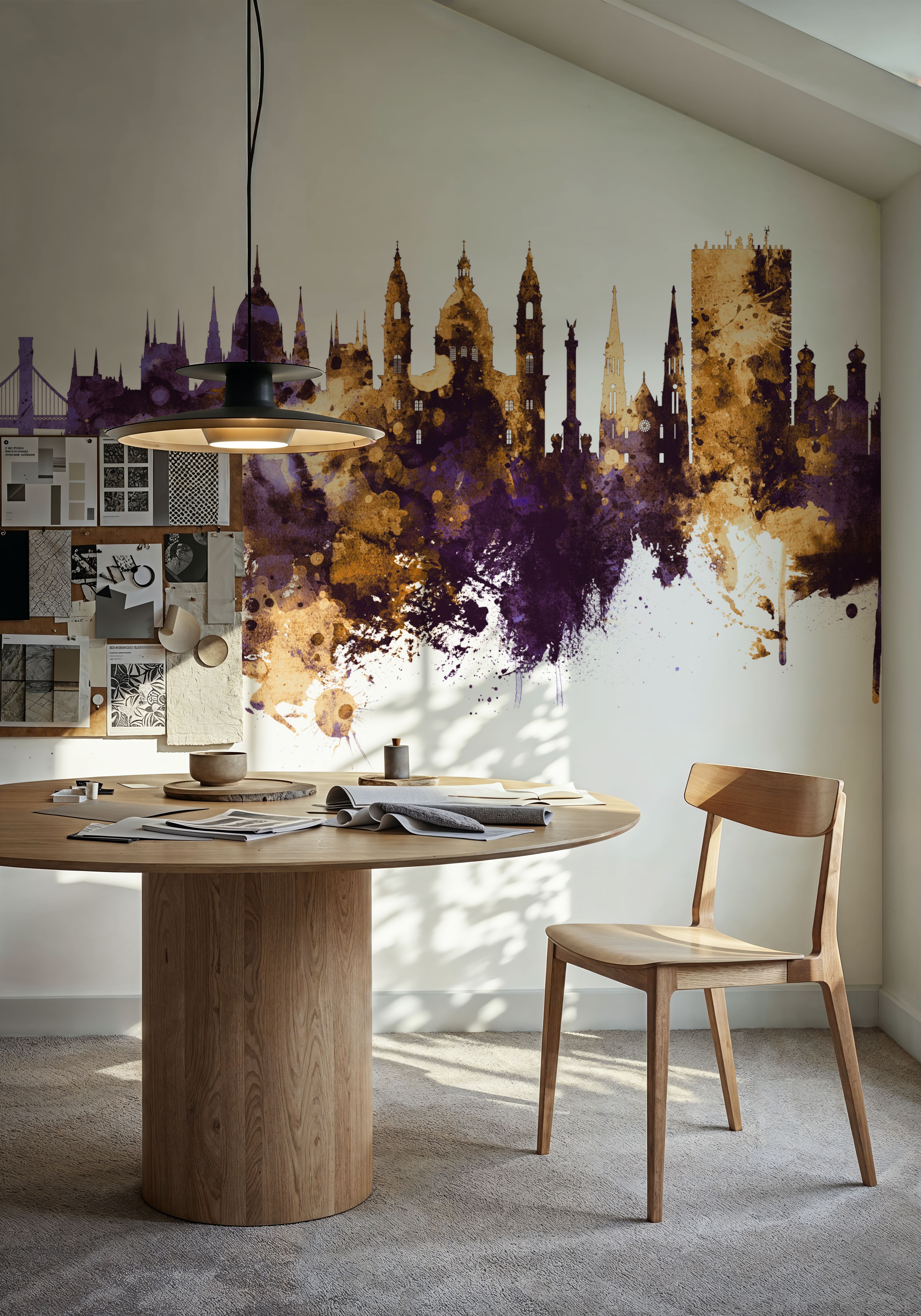 Budapest Skyline Purple & Gold