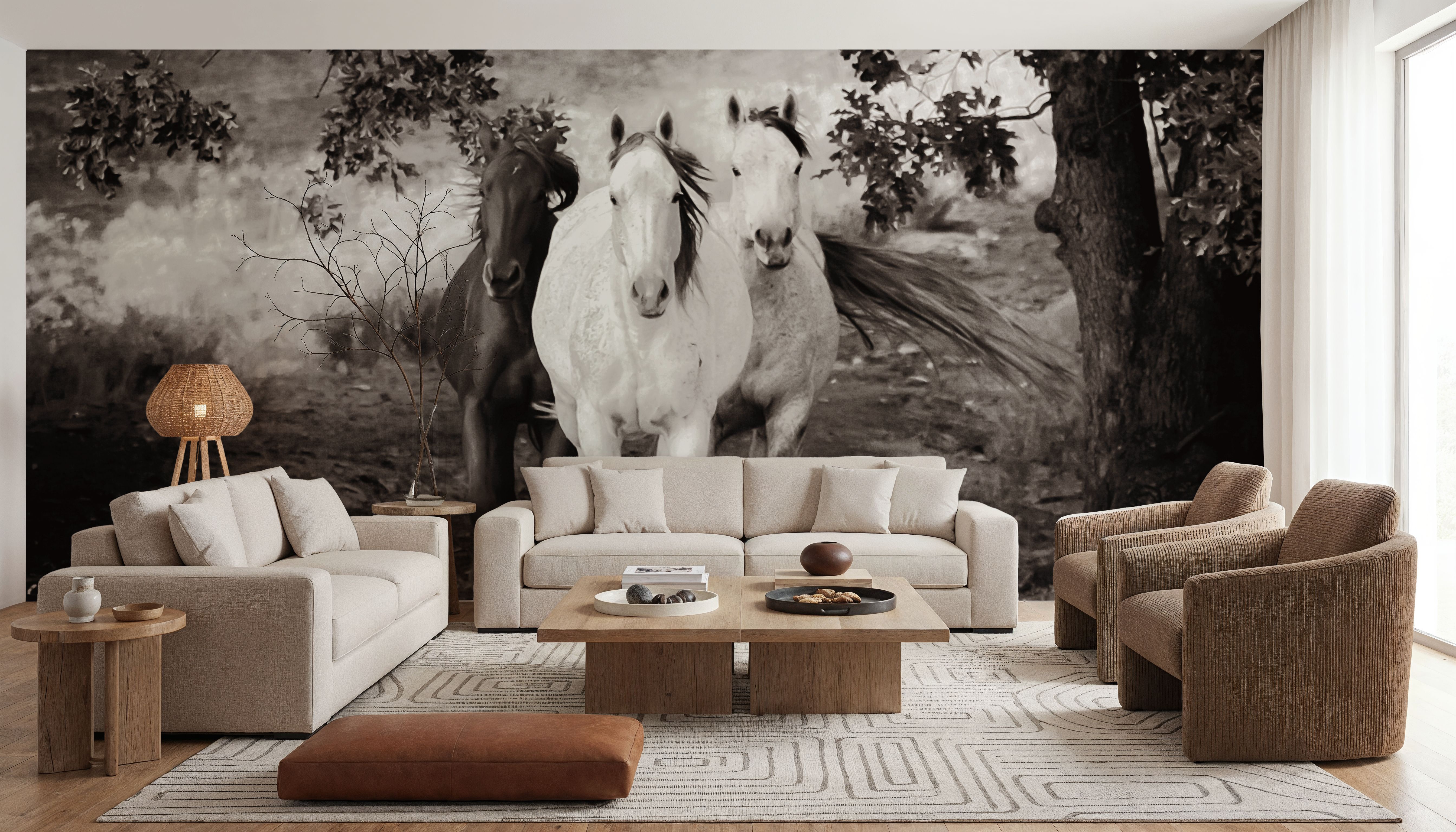 Three Wild Horses Sepia, Papier peint