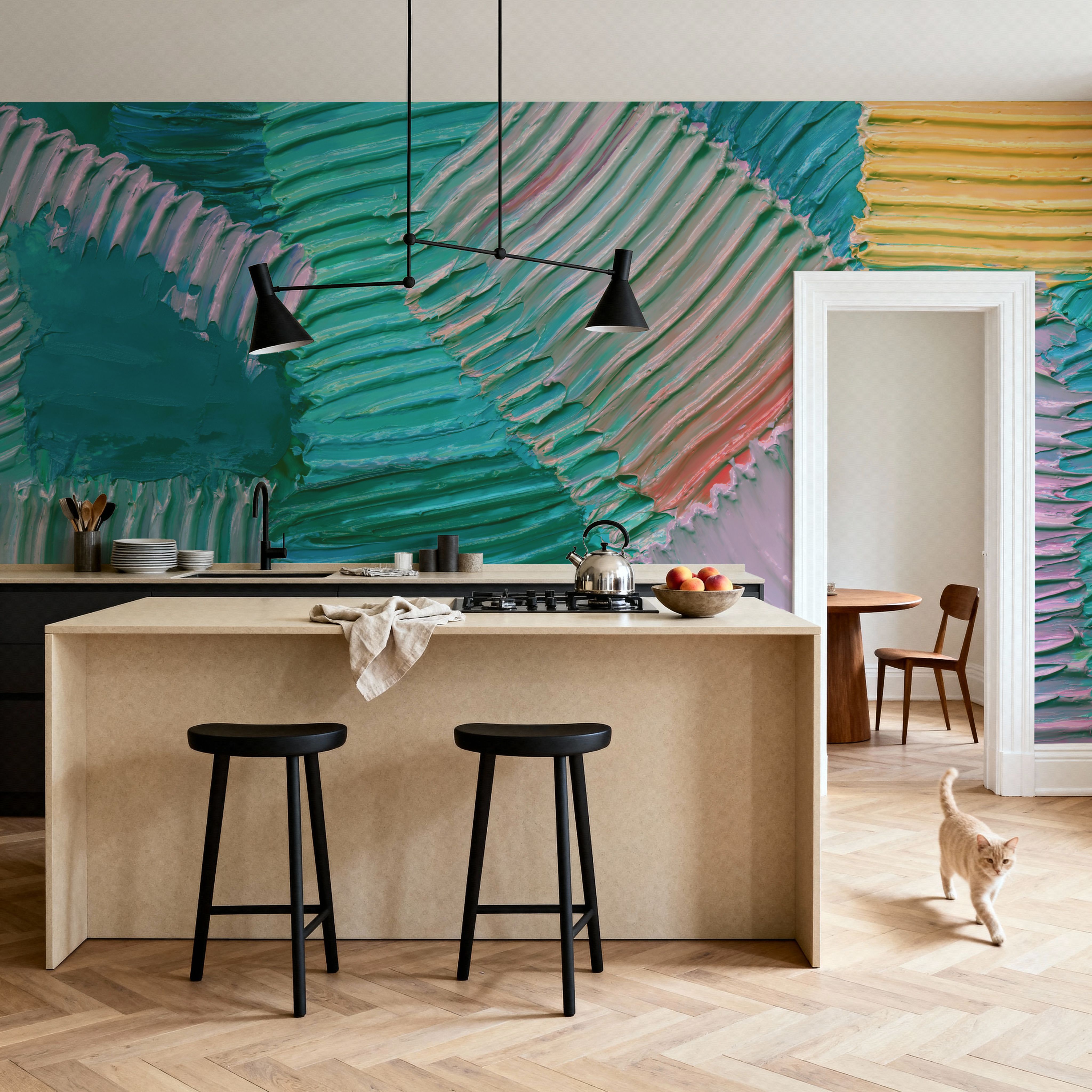 Close-Up Stroke Painting, Mint Green