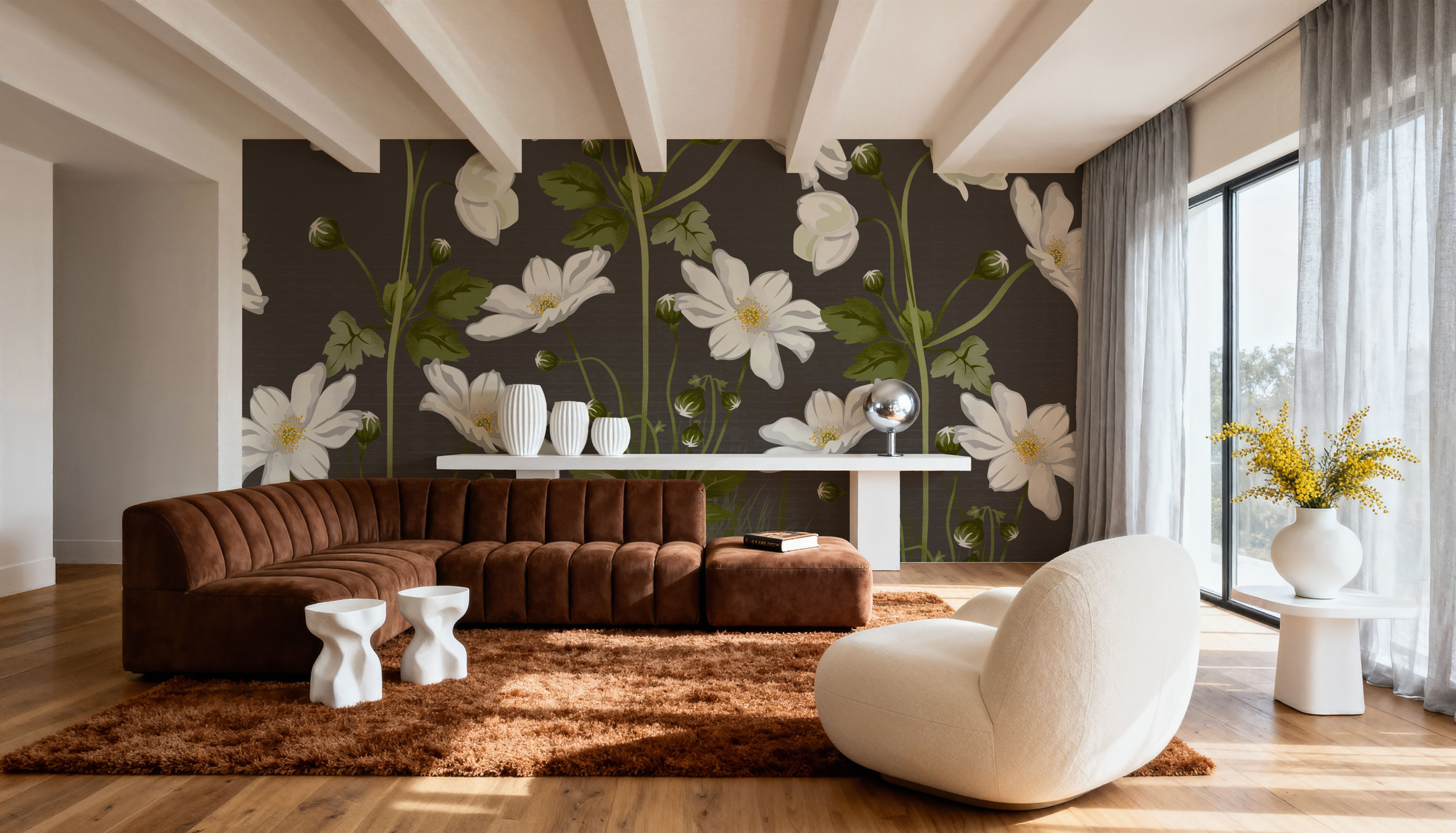 White Anemones, Taupe