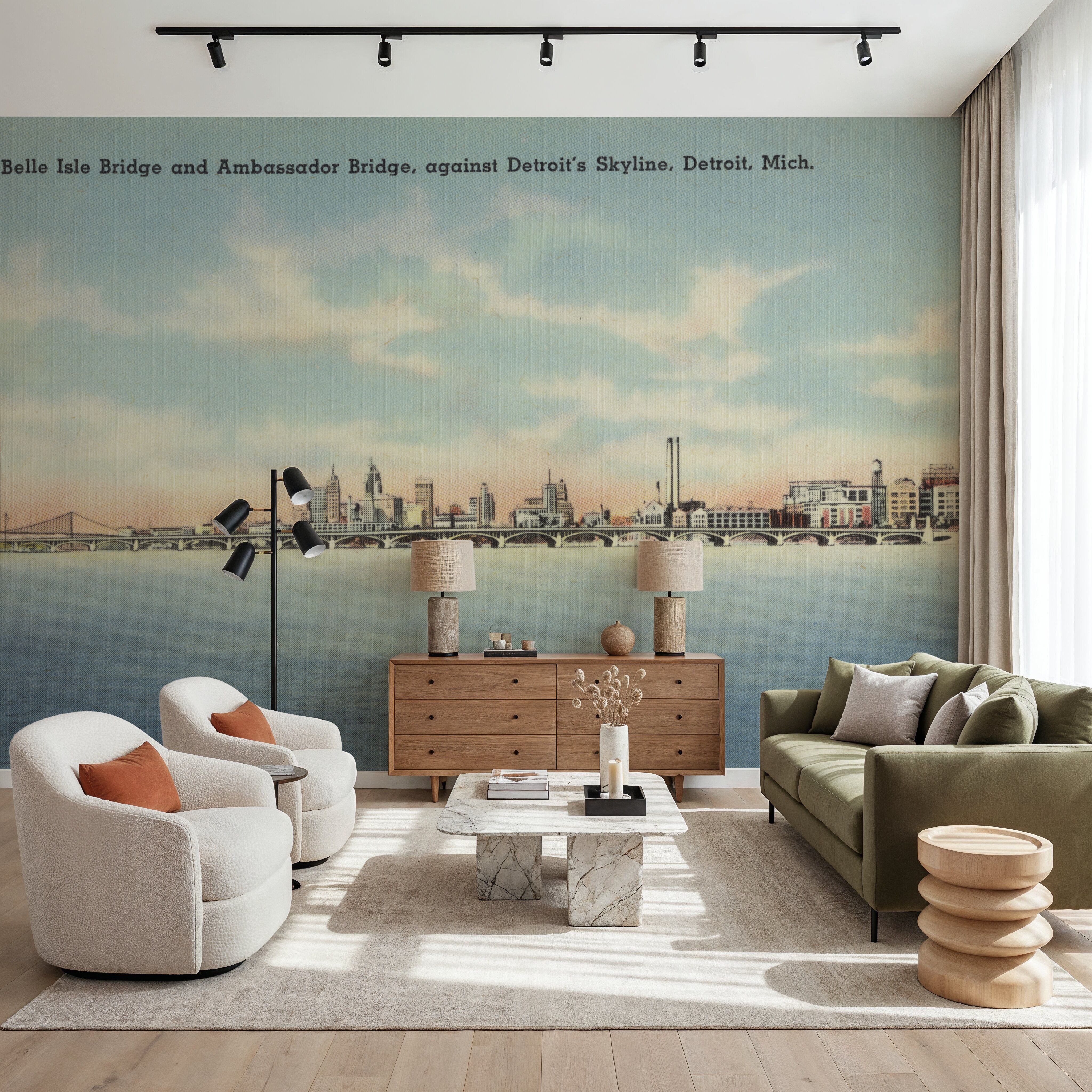 Greetings from Detroit Skyline - Screenprint Postcard