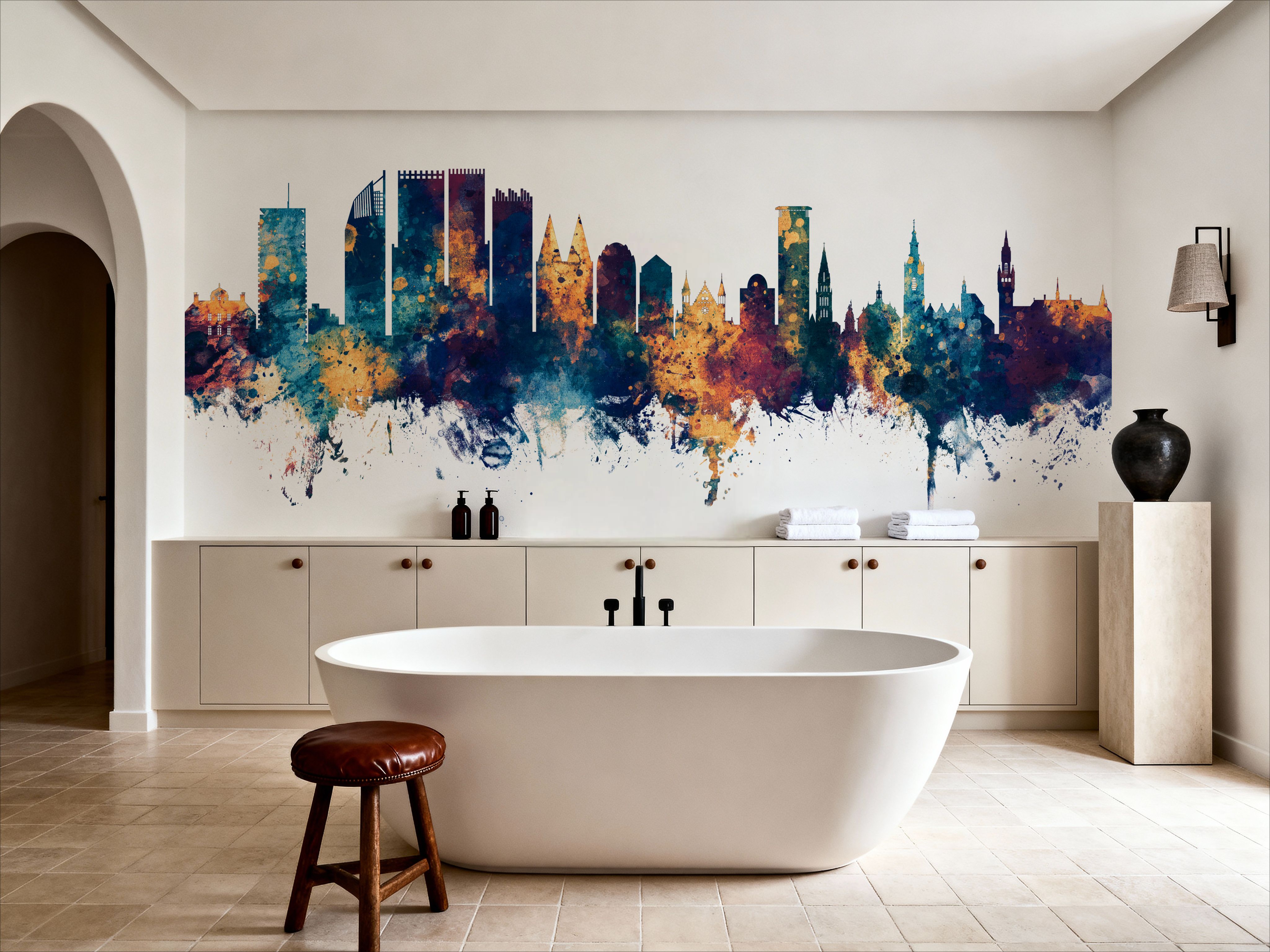 The Hauge Netherlands Skyline Blue & Bronze