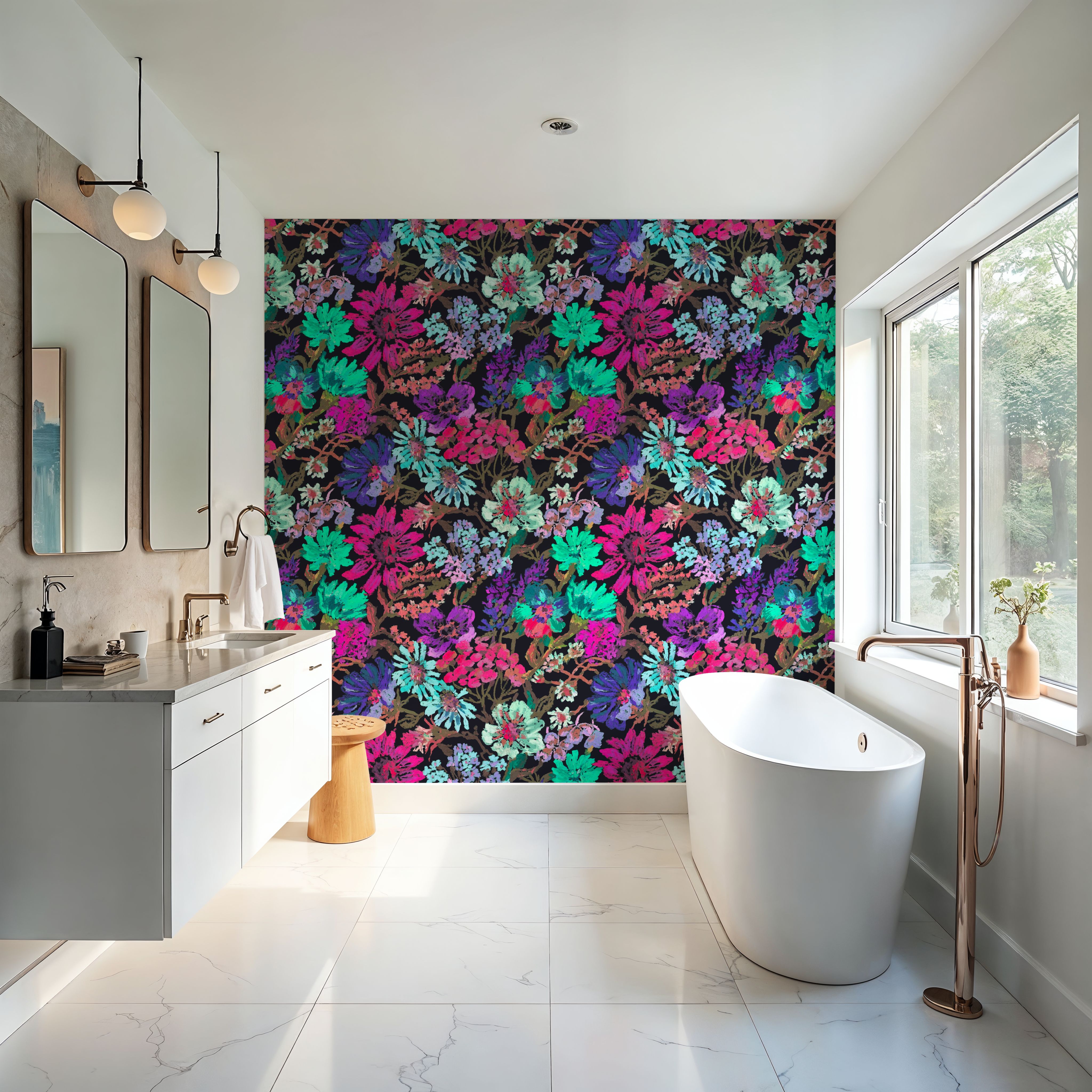 Meadow in Oil Pastel, Cerise